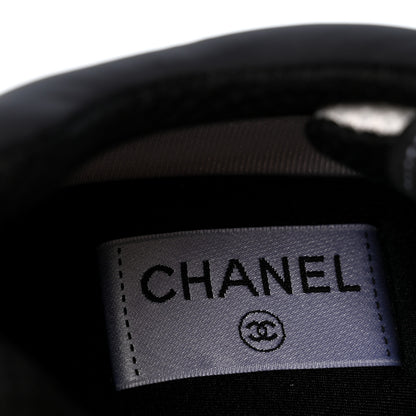 Chanel Mesh Suede Calfskin Grained Calfskin Womens CC Sneakers 37.5 White Black 8 of 10