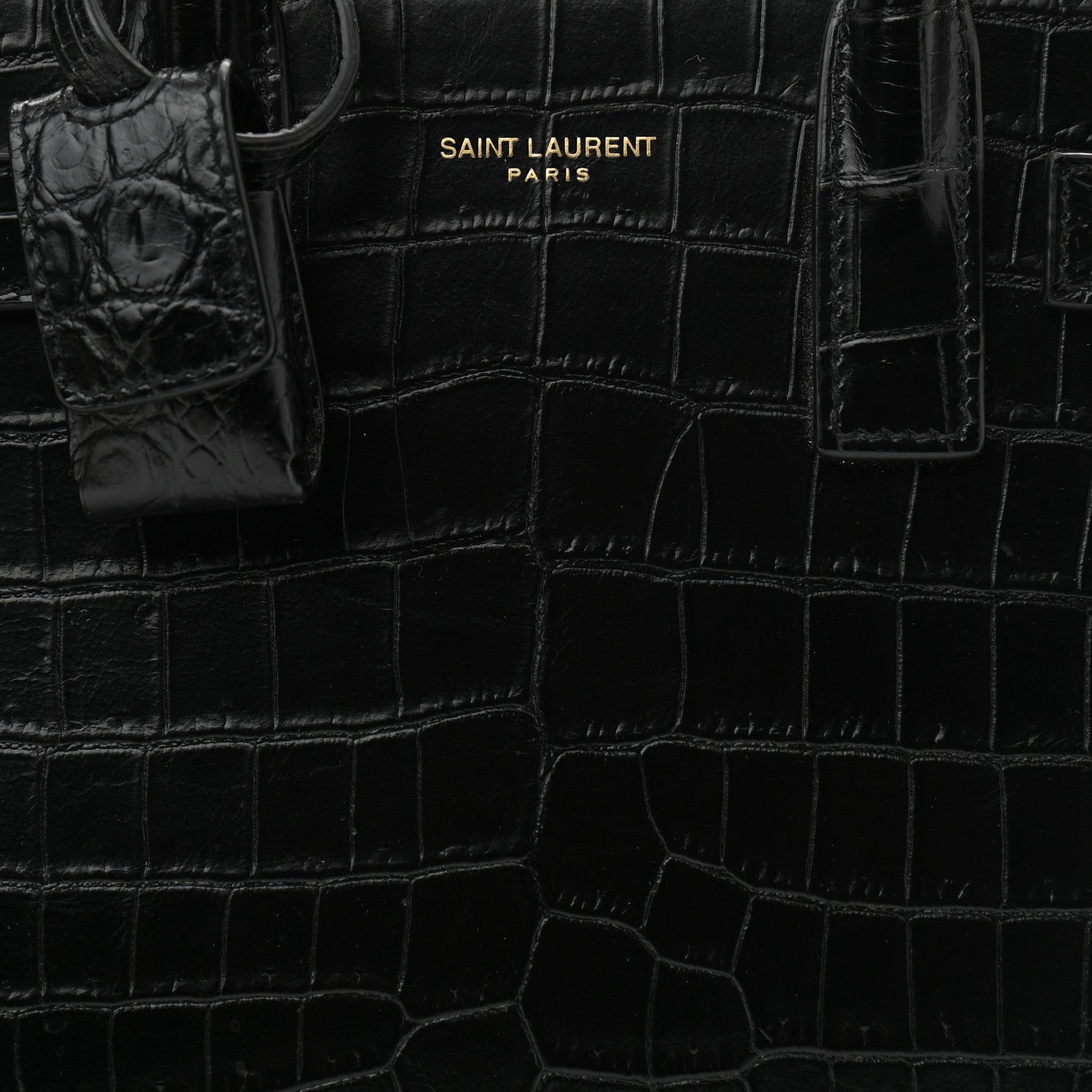 Saint Laurent Calfskin Crocodile Embossed Nano Sac De Jour Black 8 of 10