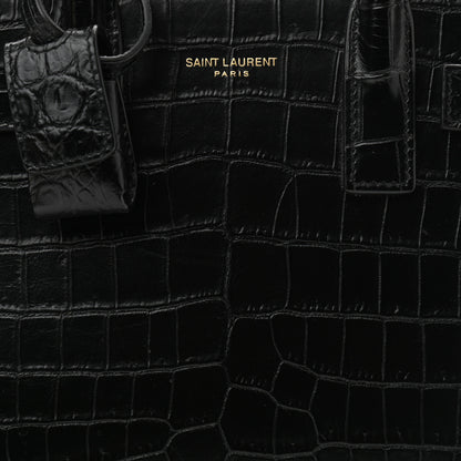 Saint Laurent Calfskin Crocodile Embossed Nano Sac De Jour Black 8 of 10