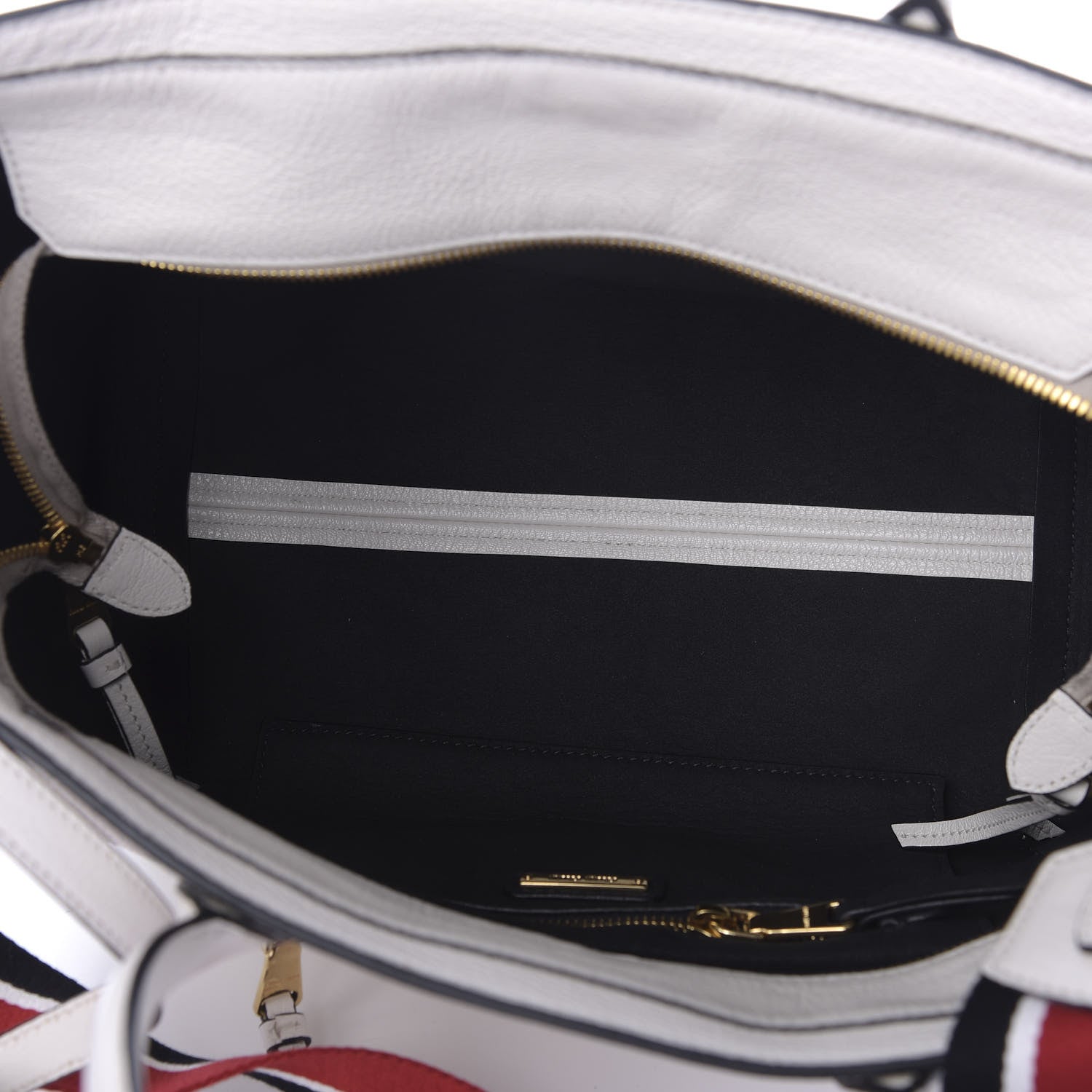 Miu Miu Goatskin Madras Zip Tote White 5 of 9