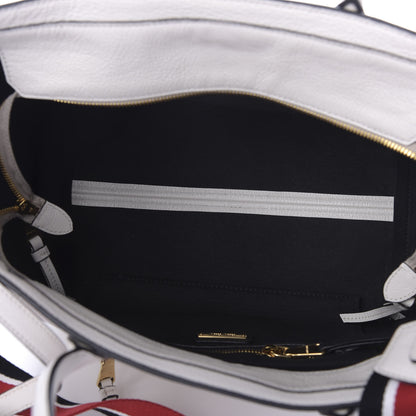 Miu Miu Goatskin Madras Zip Tote White 5 of 9
