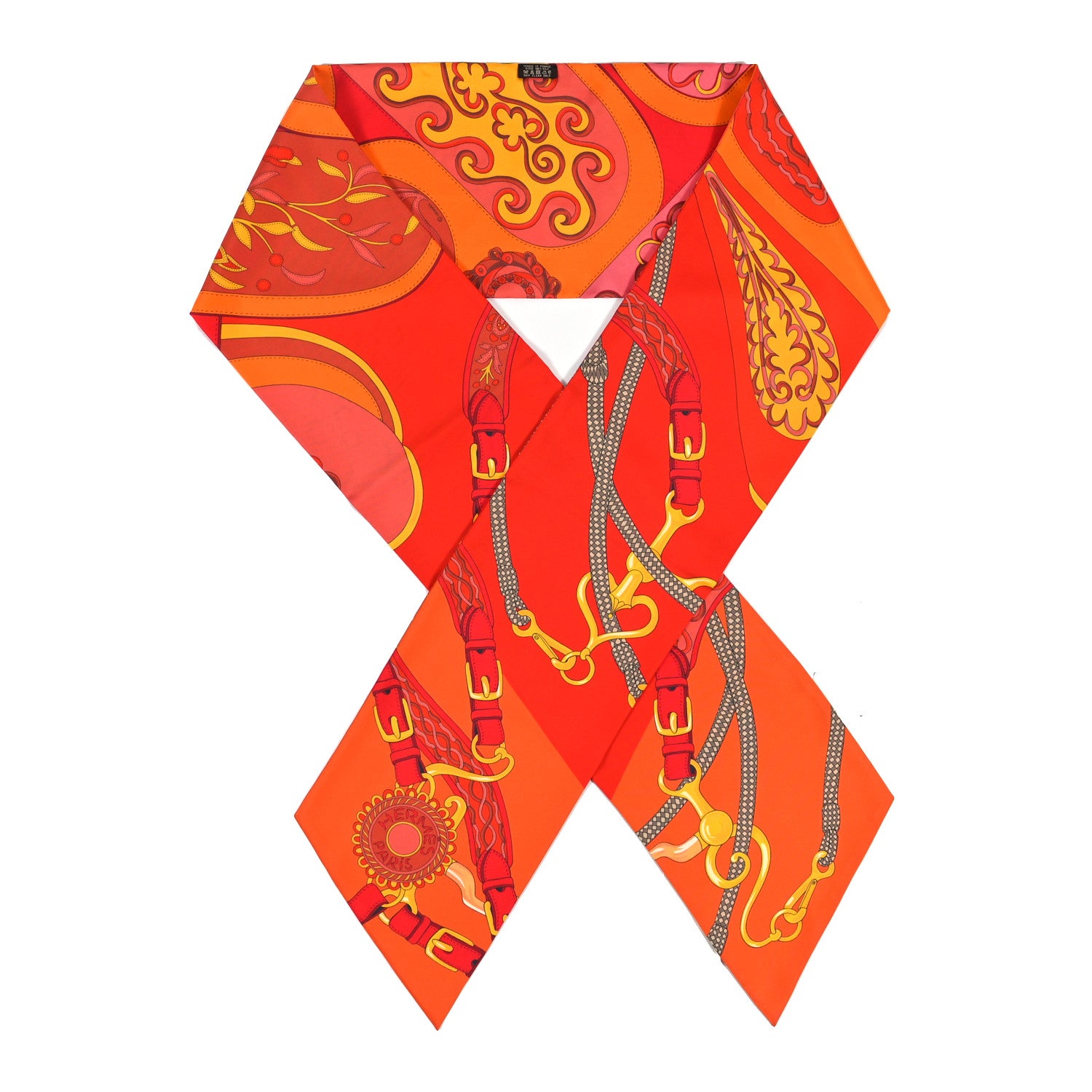 Hermes Silk Festival des Amazones Maxi Twilly Orange Vermillon Jaune D'Or 1 of 3