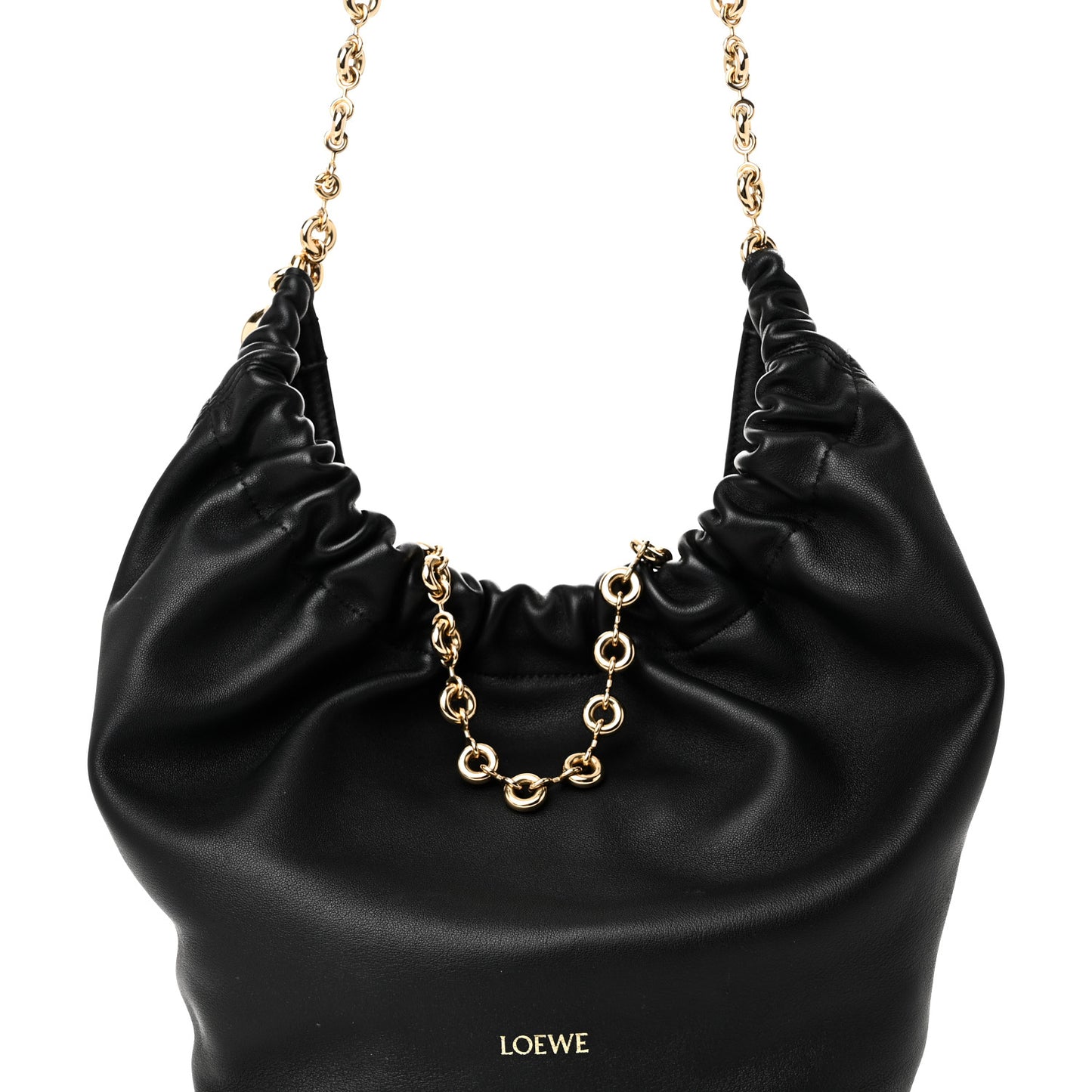 Buttery Nappa Lambskin Small Squeeze Bag Black