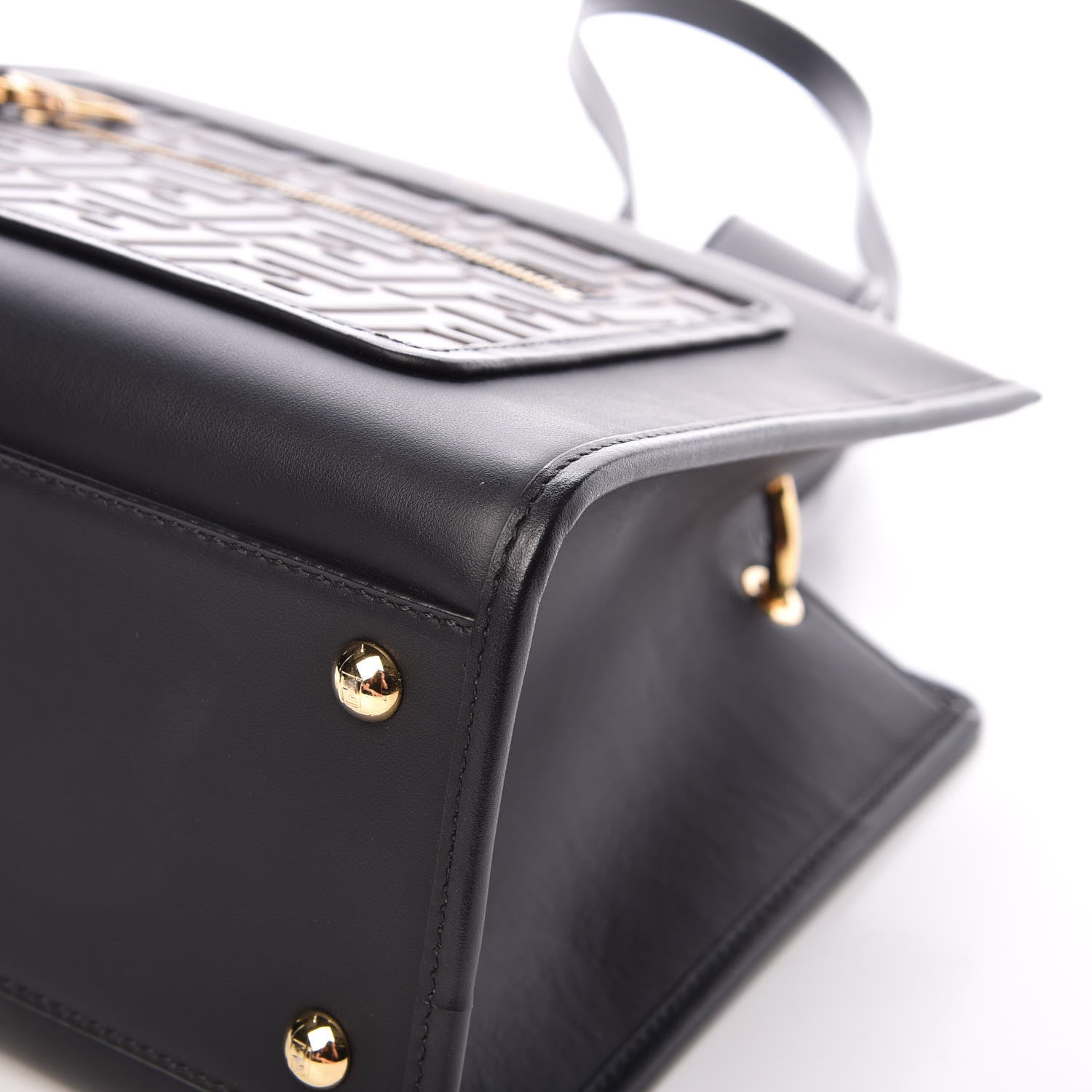 Fendi Vitello Century F is Fendi FF 1974 Embossed Small Runaway Satchel Black Maya 11 of 14