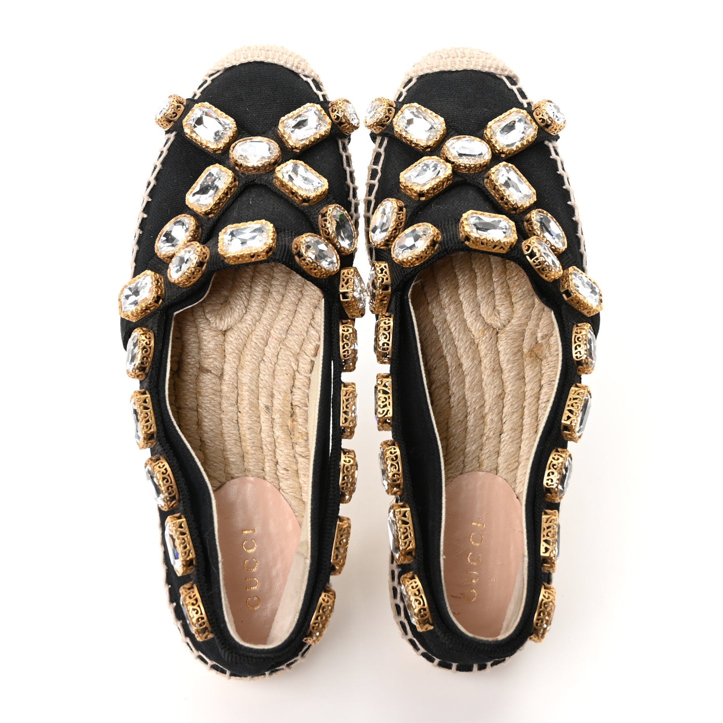 Canvas Crystal Embellished Espadrilles 36 Black