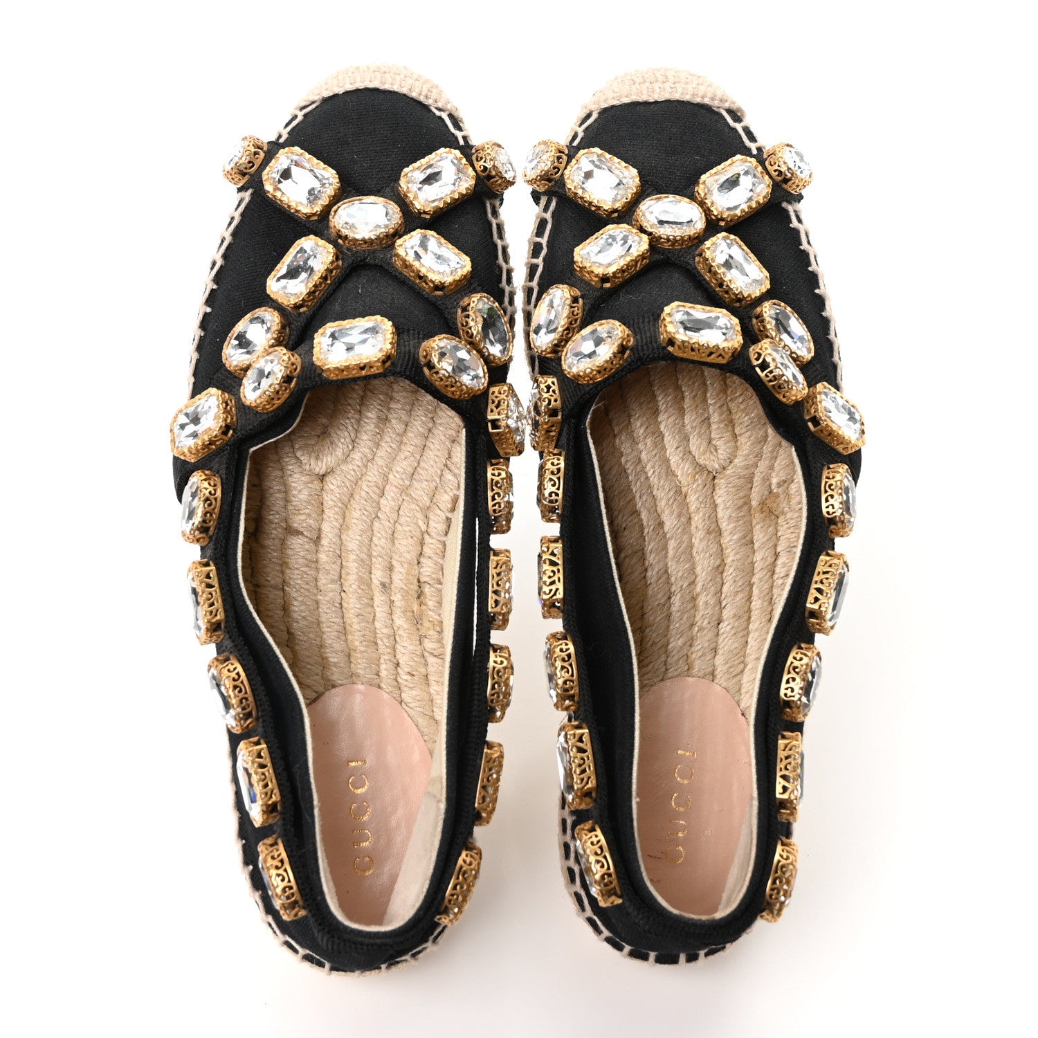 Gucci Canvas Crystal Embellished Espadrilles 36 Black 2 of 10