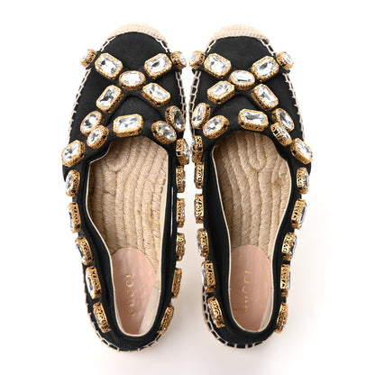 Gucci Canvas Crystal Embellished Espadrilles 36 Black 2 of 10