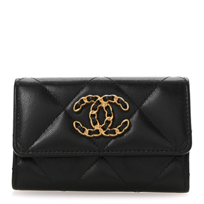 Chanel Lambskin Quilted Chanel 19 Flap Card Holder Black 1 of 10