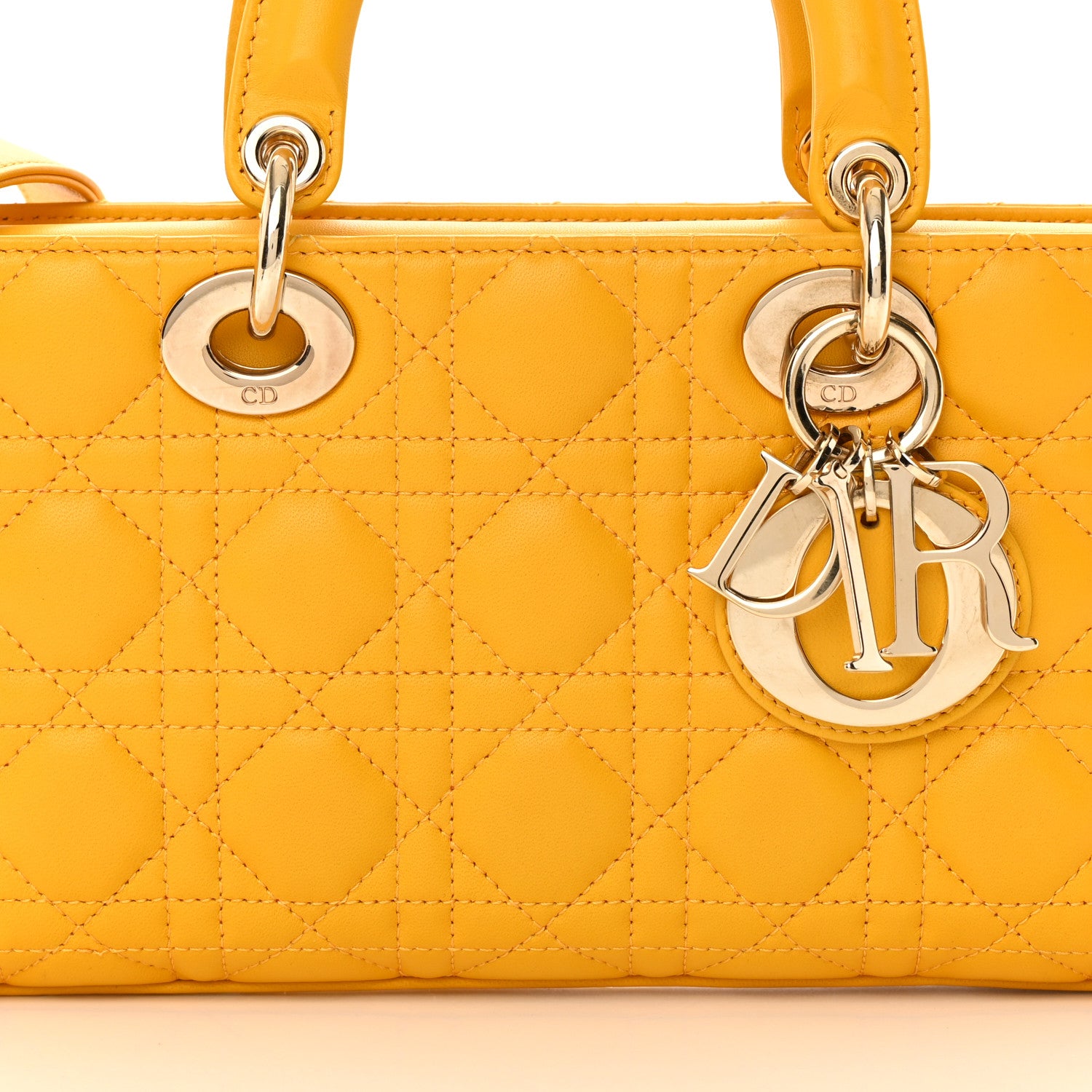 Christian Dior Lambskin Cannage Medium Lady D-Joy Yellow 8 of 14