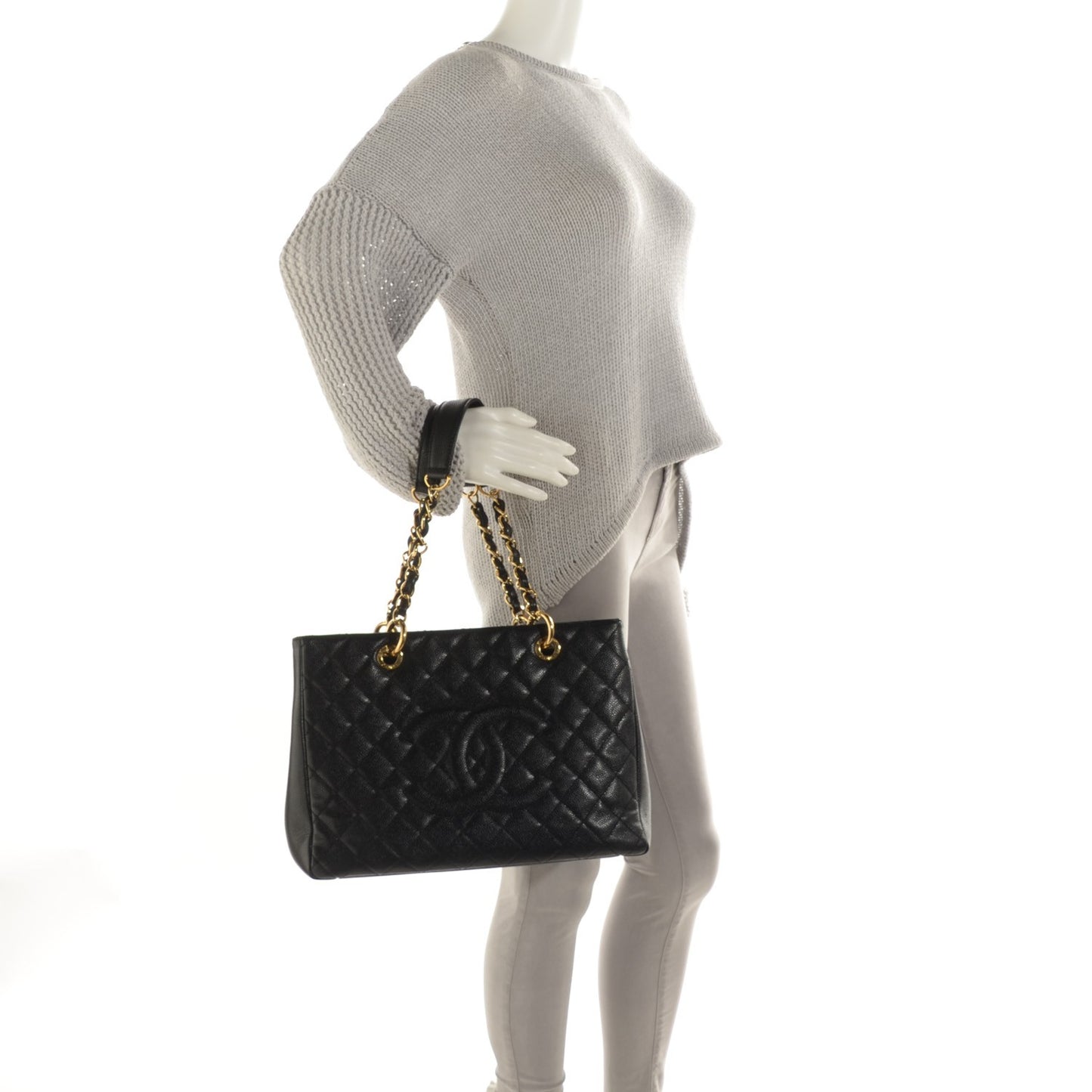 Caviar Quilted Grand Shopping Tote GST Black
