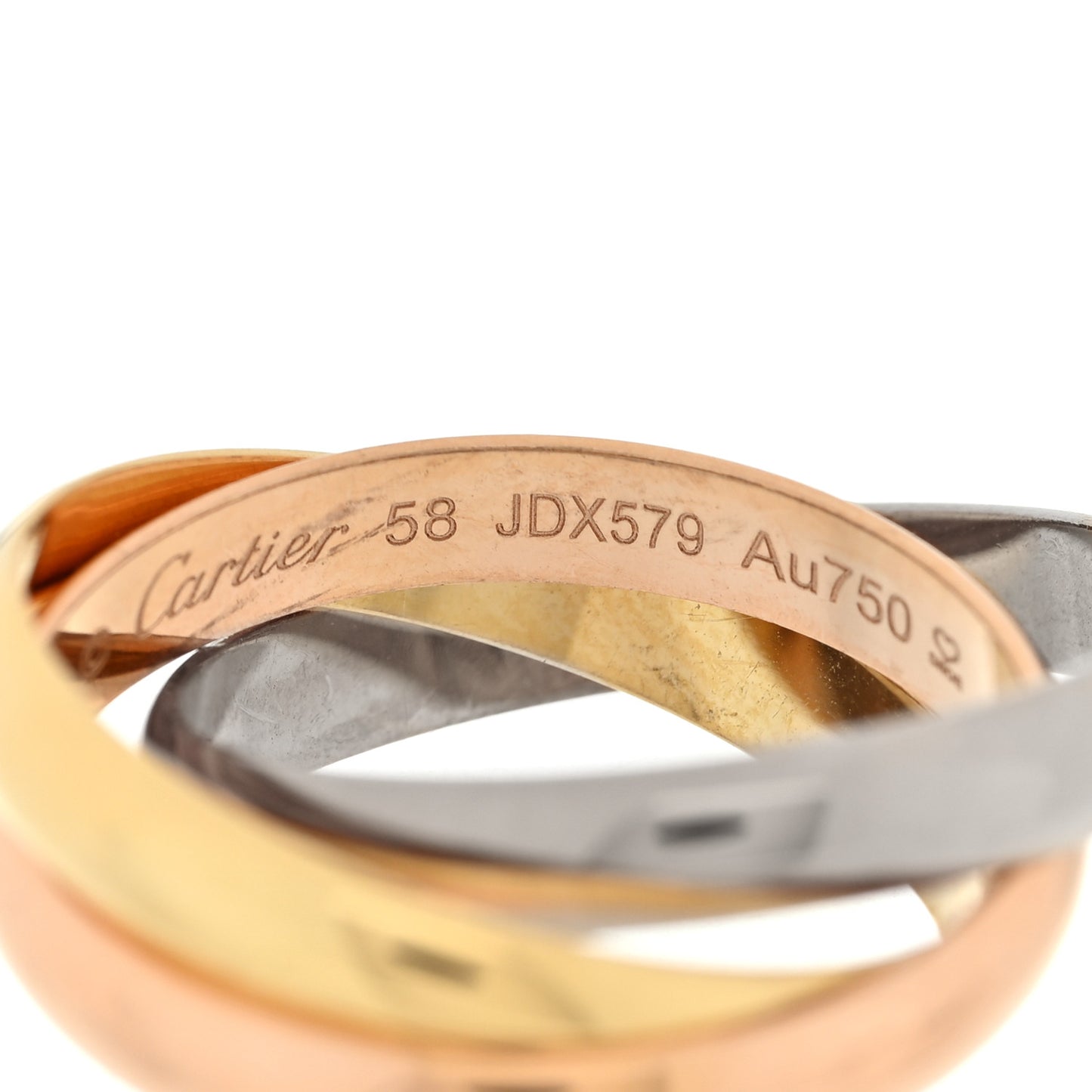 18K Pink Yellow White Gold Classic Trinity Ring 58 8.5