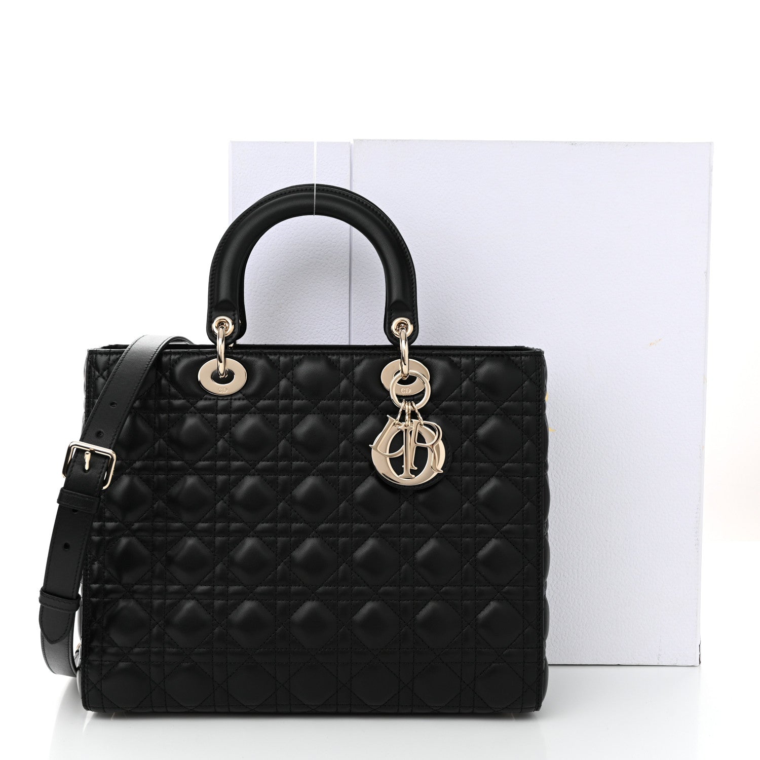 Christian Dior Lambskin Cannage Large Lady Dior Black 10 of 10