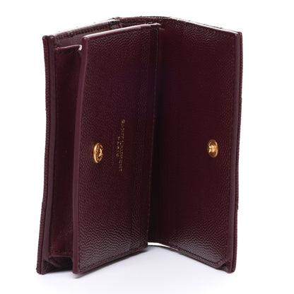 Saint Laurent Grain De Poudre Matelasse Chevron Monogram Card Case Bordeaux 5 of 8