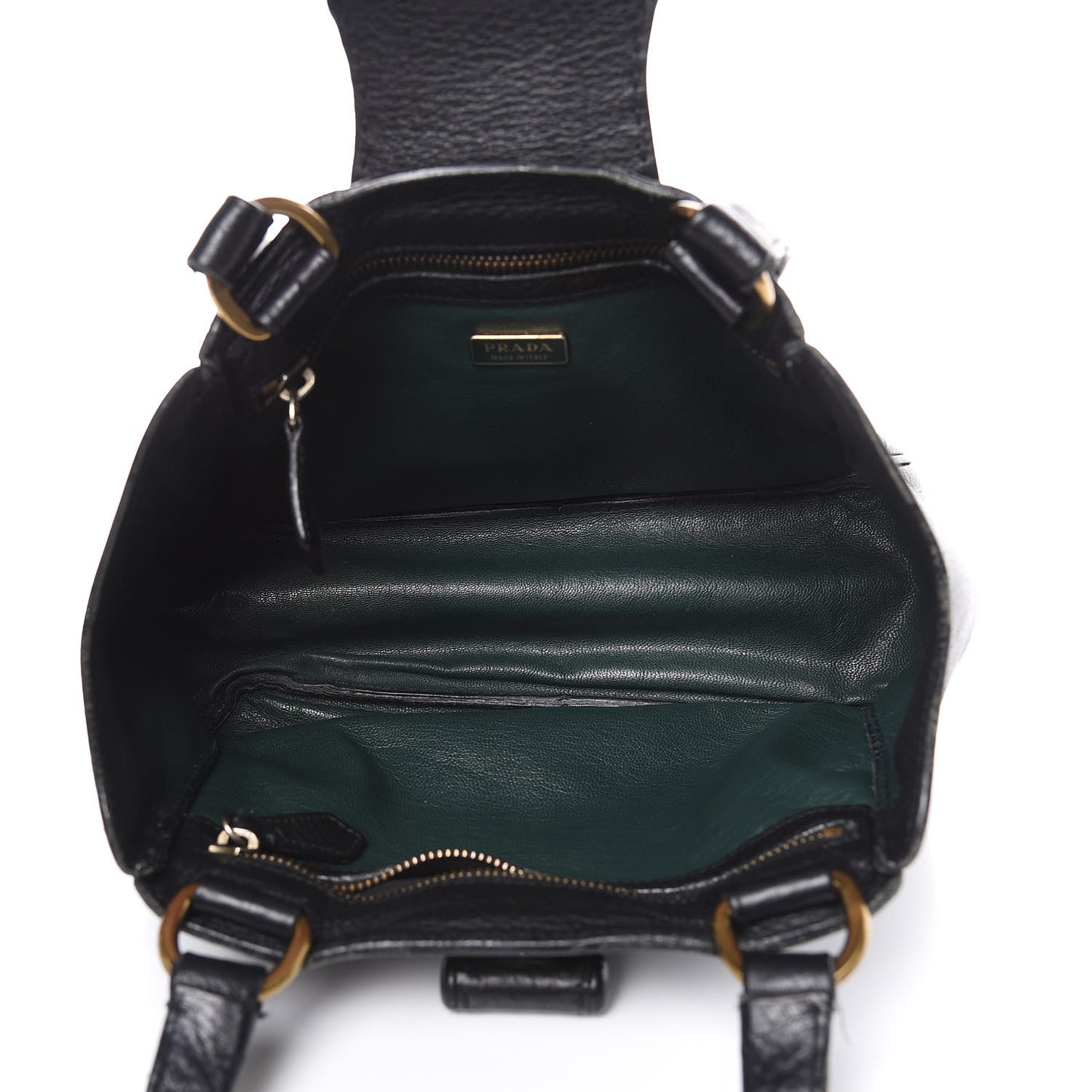 Vitello Daino Turnlock Shoulder Bag Black