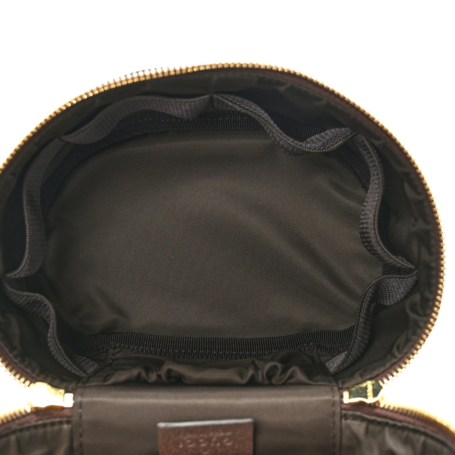 GG Supreme Monogram Textured Calfskin Web Ophidia Vanity Cosmetic Case Beige Ebony New Acero