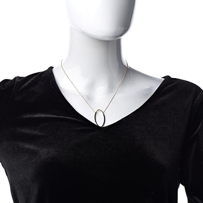 Tiffany 18K Yellow Gold Metro Oval Pendant Necklace 2 of 6