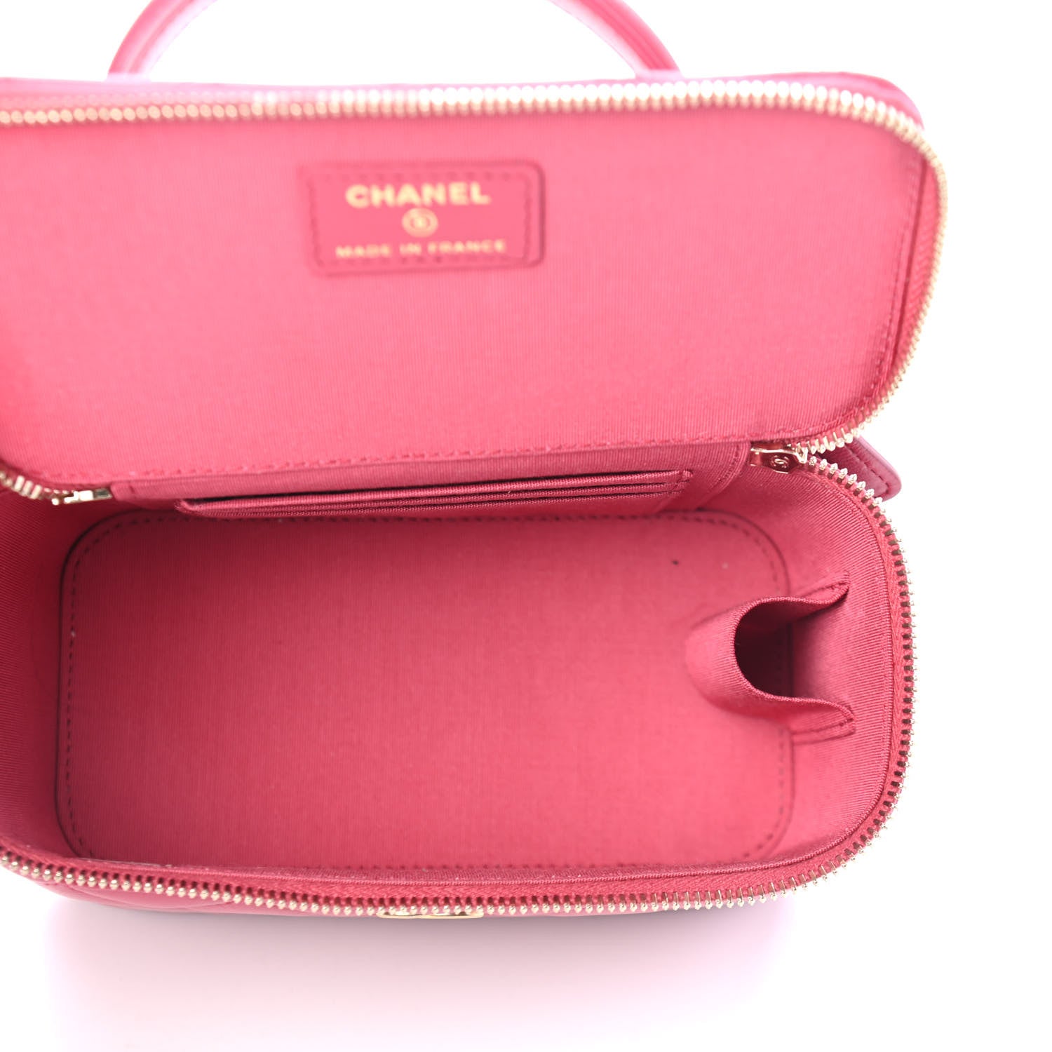 Chanel Lambskin Quilted Small Top Handle Vanity Case With Chain Dark Pink 4 of 4