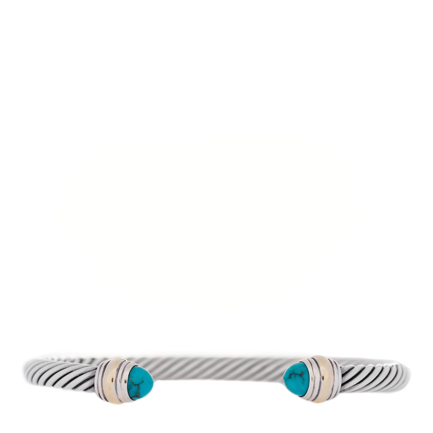 David Yurman Sterling Silver 14K Yellow Gold Turquoise 5mm Cable Classics Bracelet 1 of 5