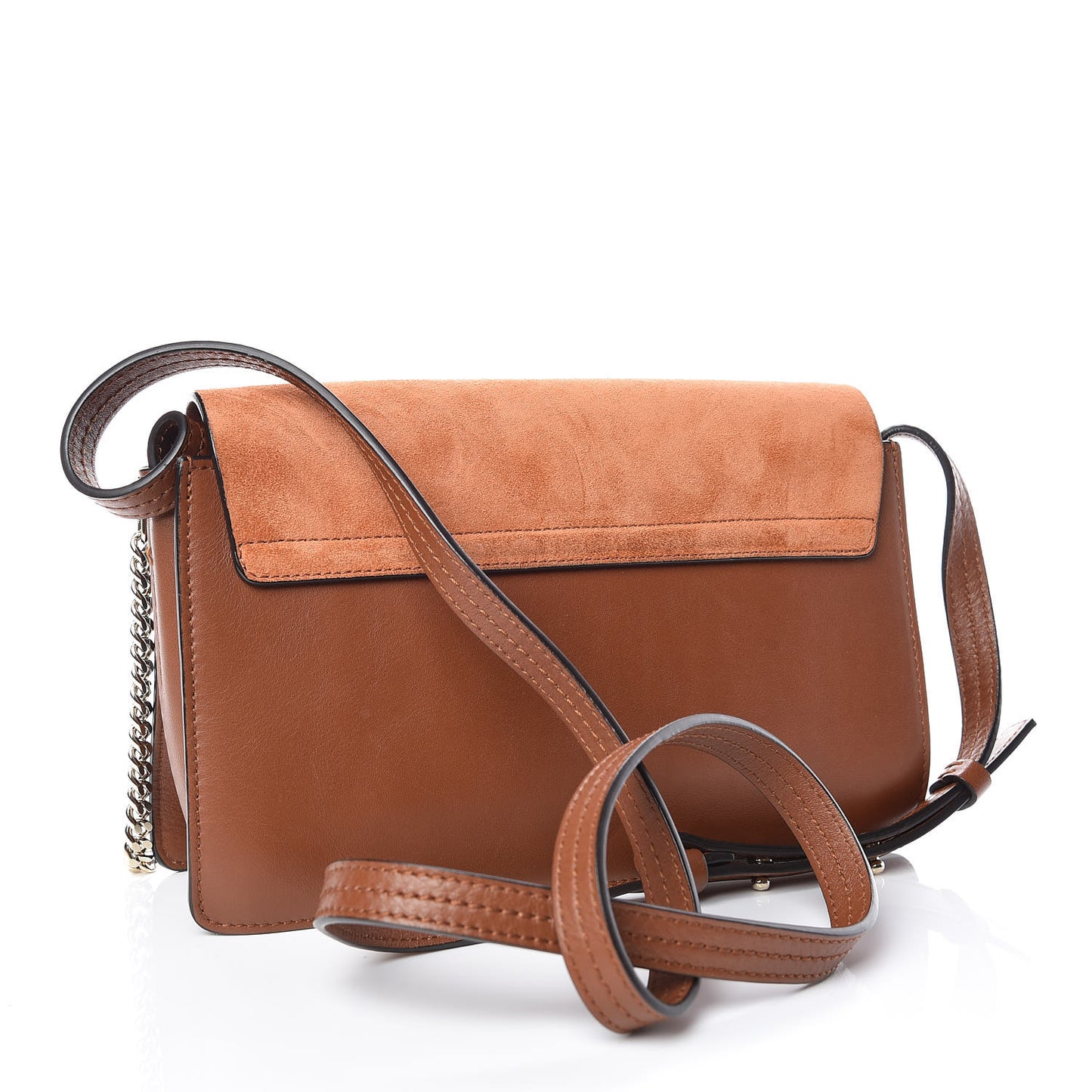 Suede Calfskin Small Faye Shoulder Bag Tobacco