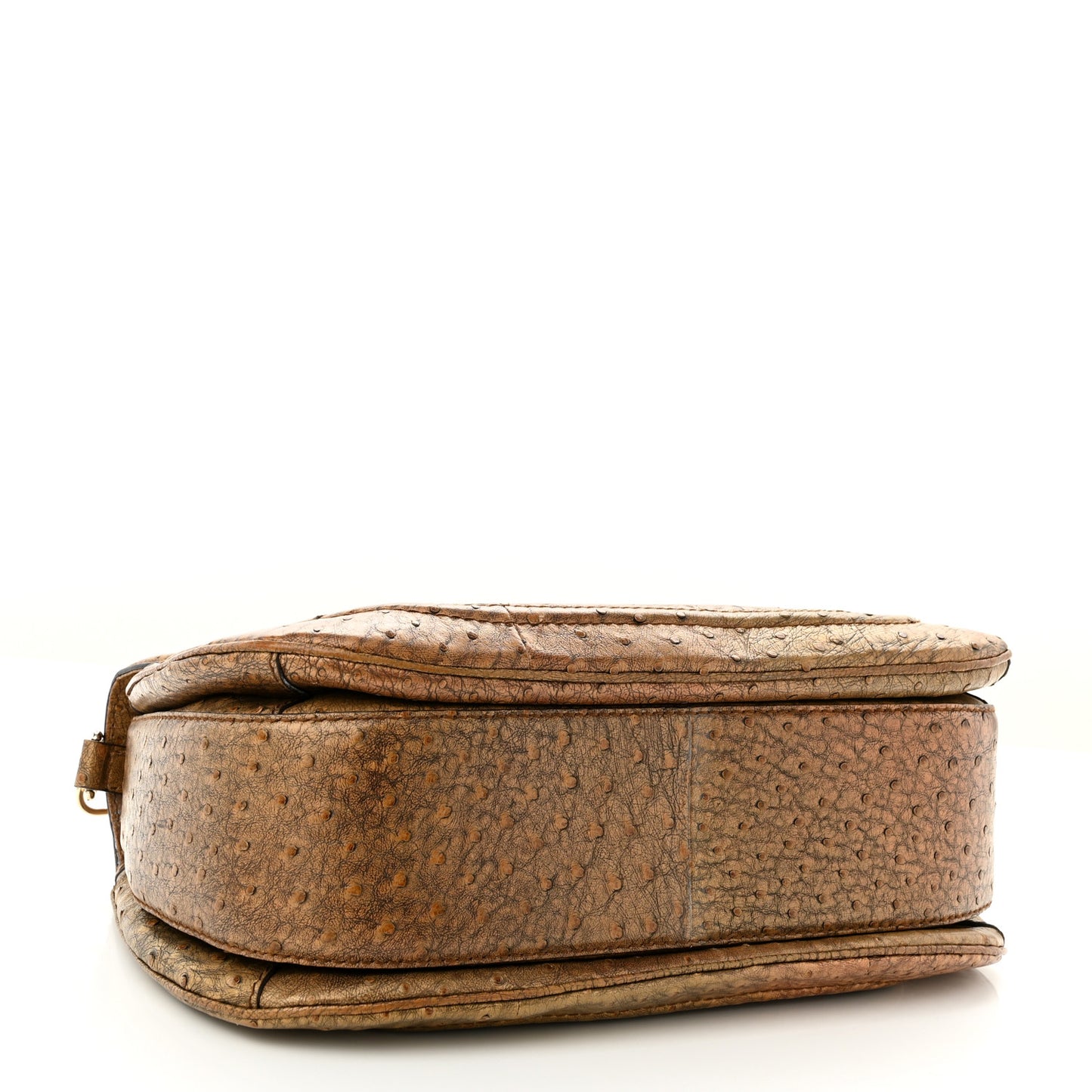 Ostrich Large New Bamboo Top Handle Bag Gold