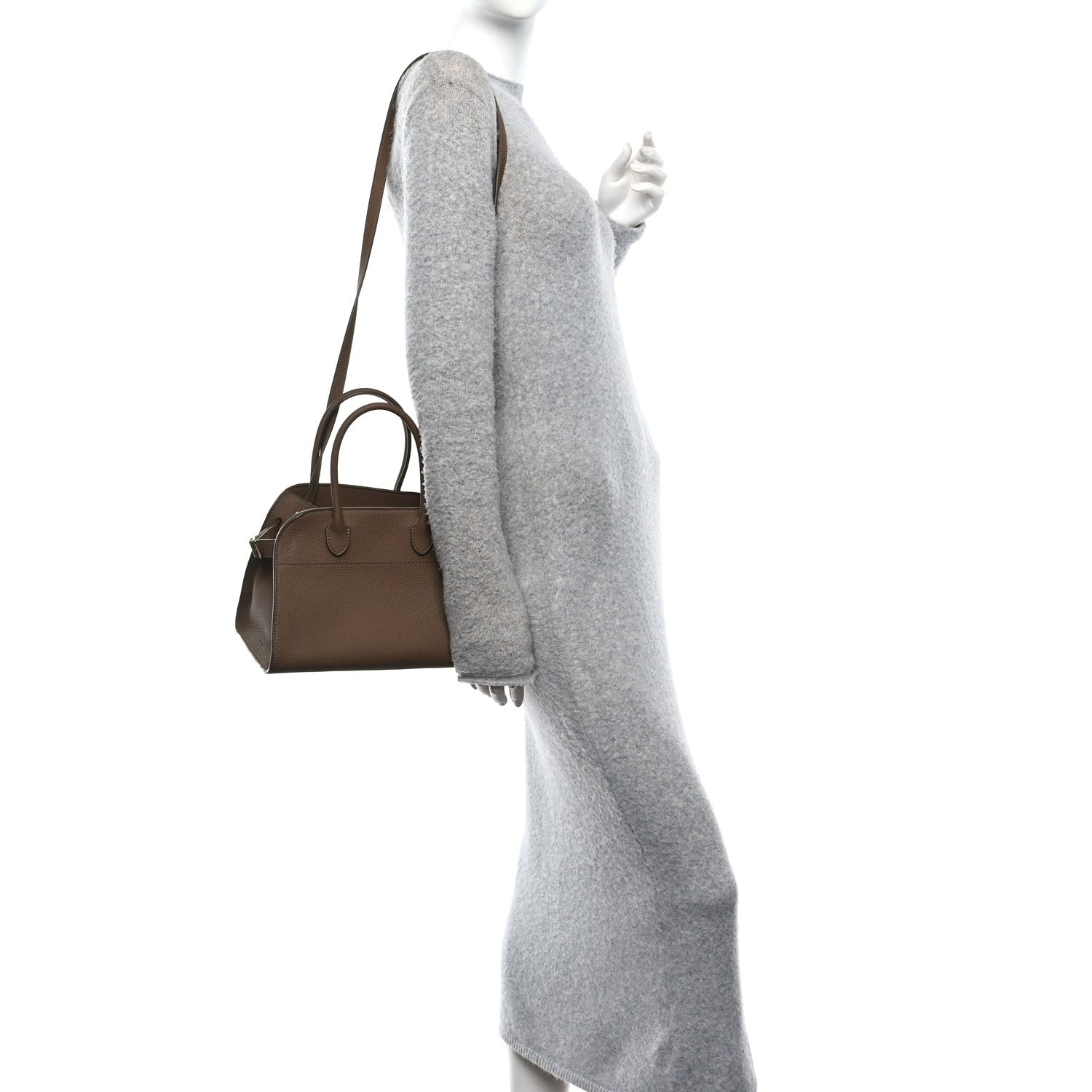 The Row Grained Calfskin Soft Margaux 10 Bag Dark Taupe 2 of 9