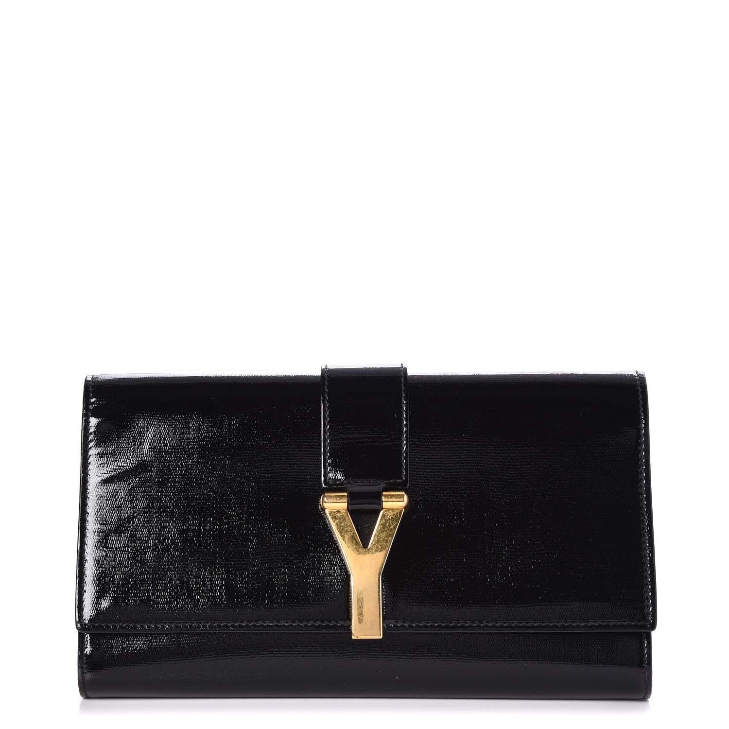 Saint Laurent Textured Patent Classic Y Ligne Clutch Black 1 of 8