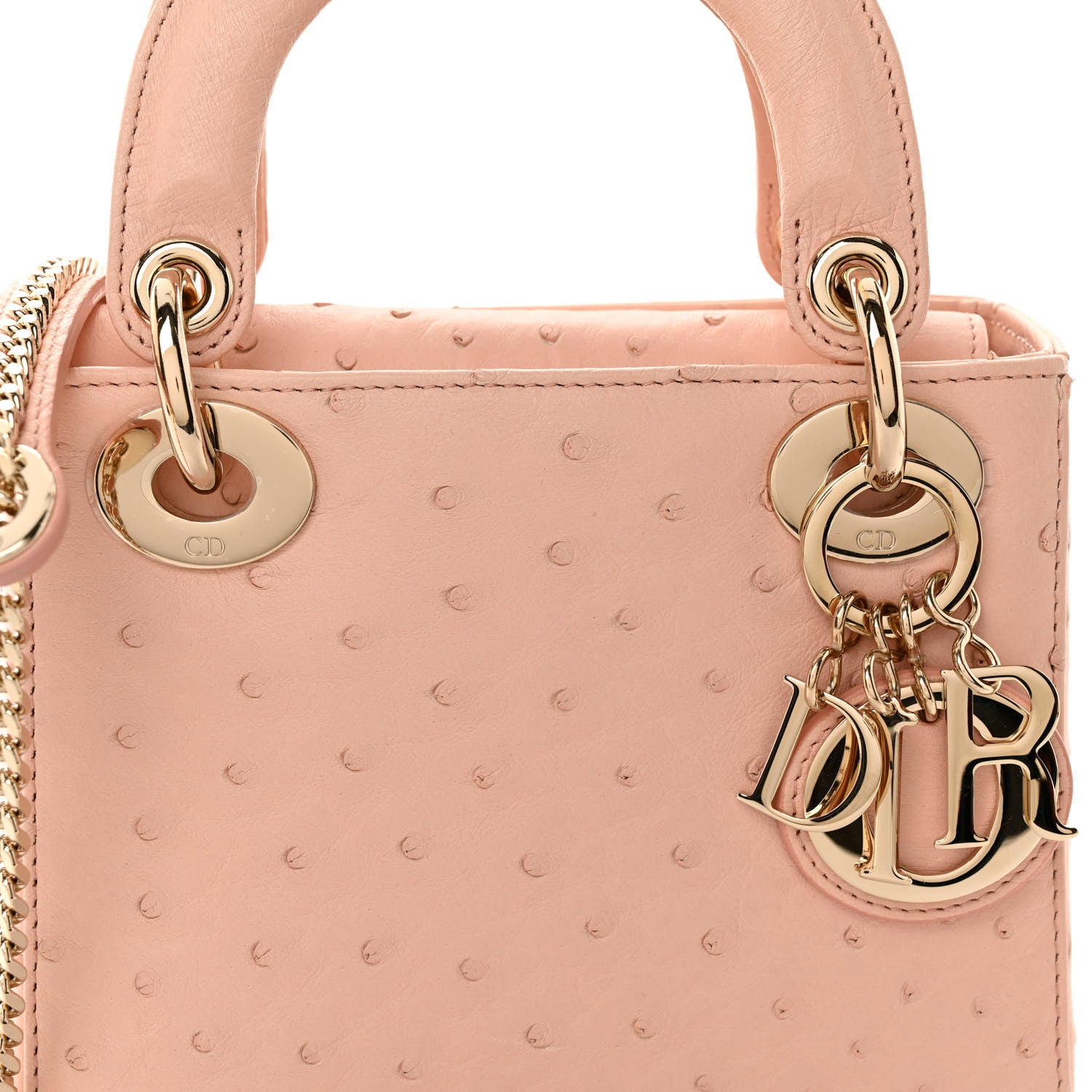 Christian Dior Ostrich Mini Lady Dior Light Pink 7 of 10