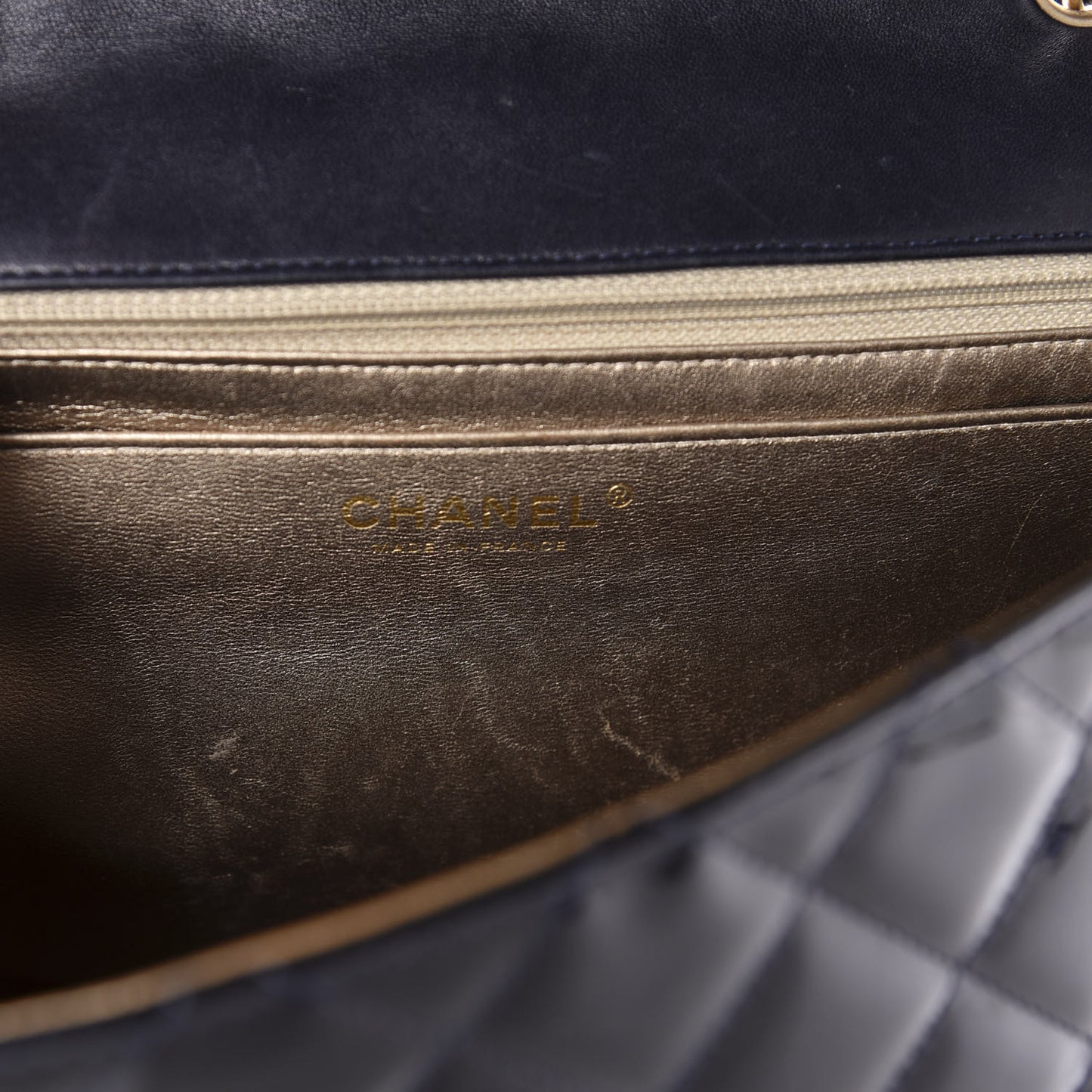 Patent Quilted Mobile Art Jumbo Single Flap Navy