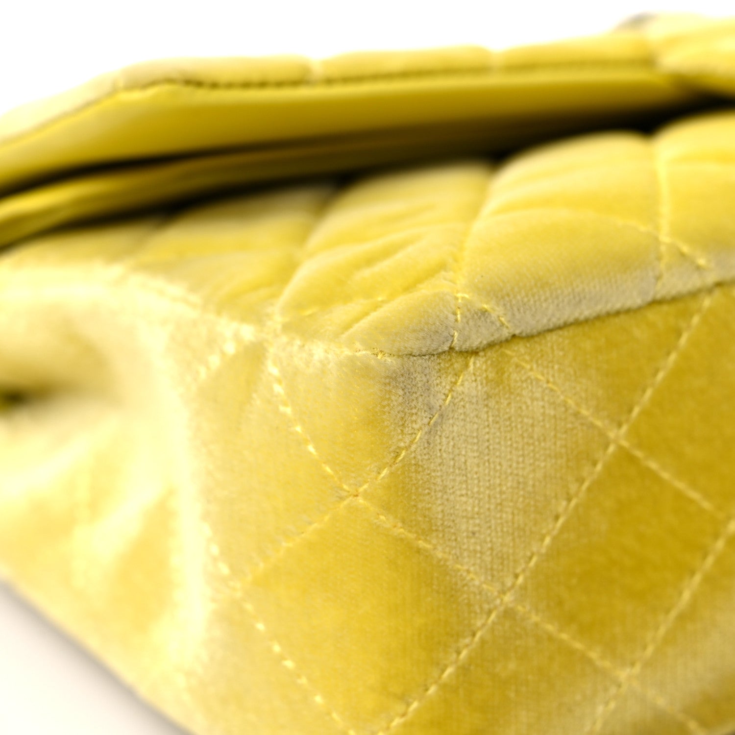 Chanel Velvet Quilted Medium Double Flap Yellow 9 of 13