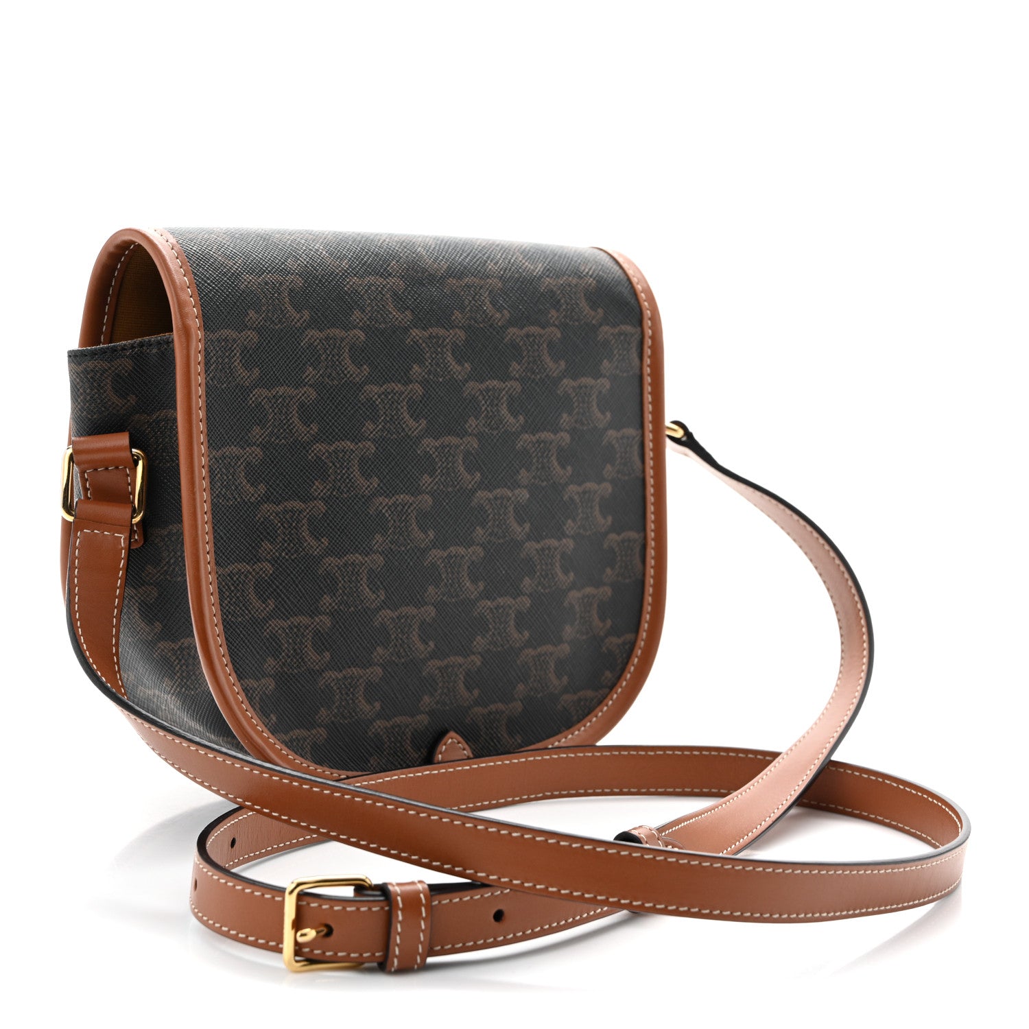Celine Triomphe Canvas Medium Folco Bag Tan 3 of 9