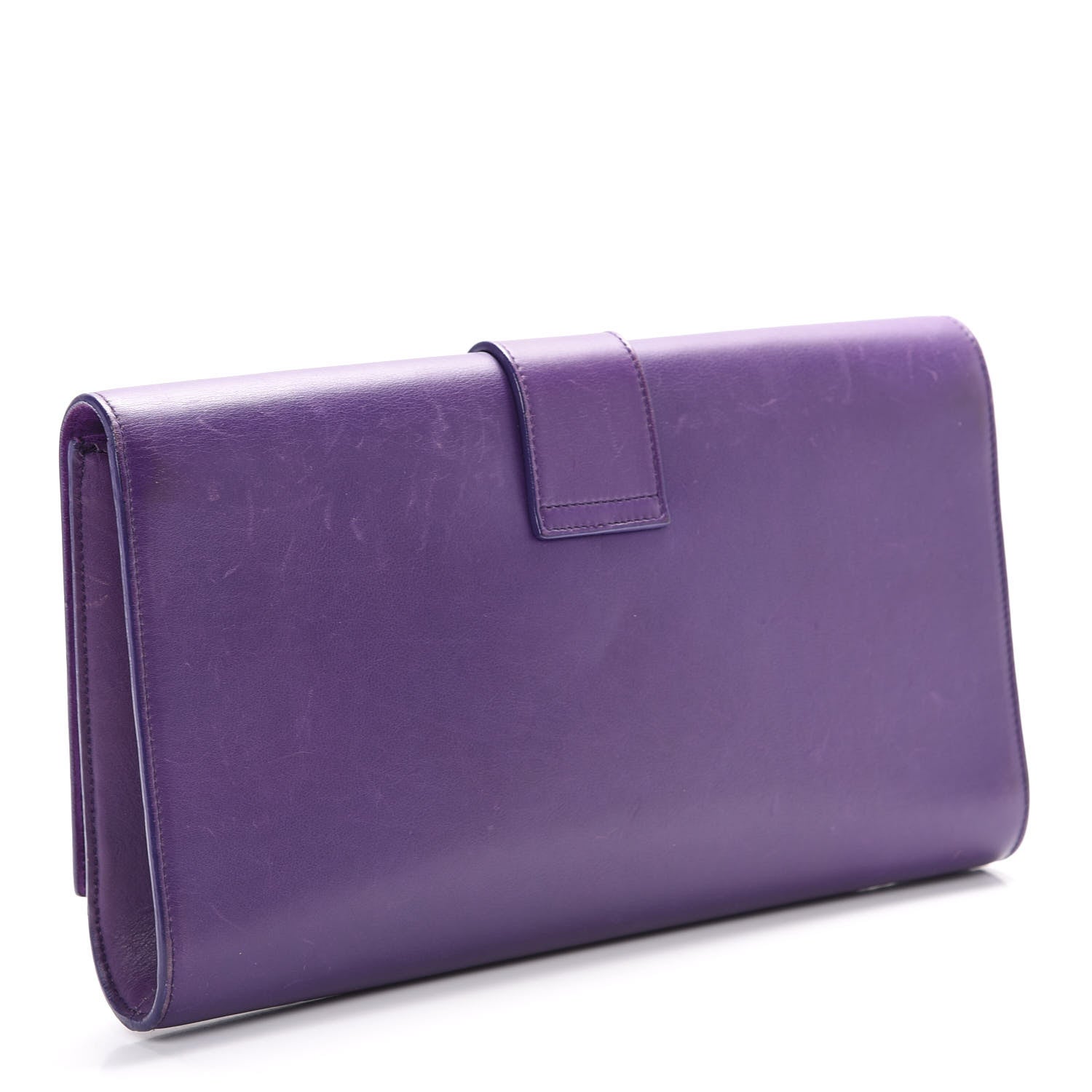Saint Laurent Textured Calfskin Classic Y Ligne Clutch Purple 2 of 14