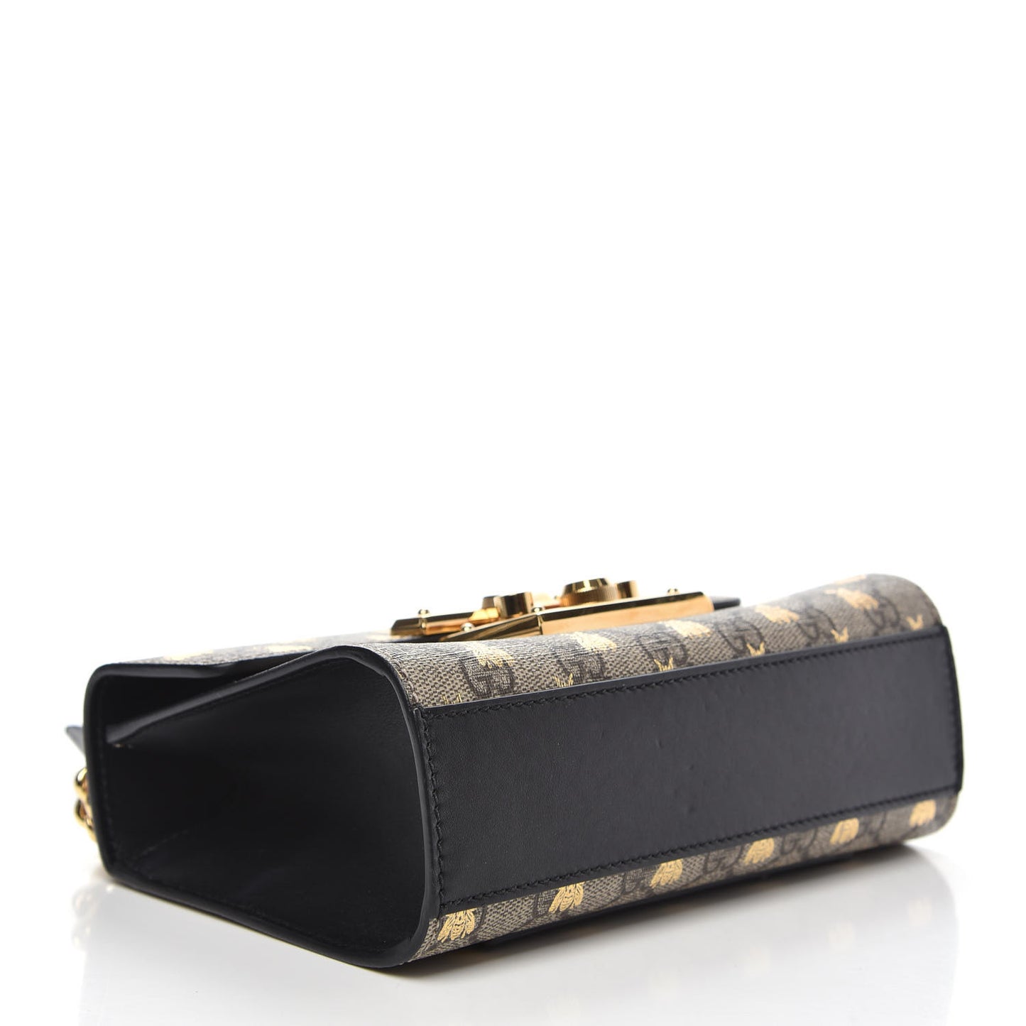 GG Supreme Monogram Bees Small Padlock Shoulder Bag Black