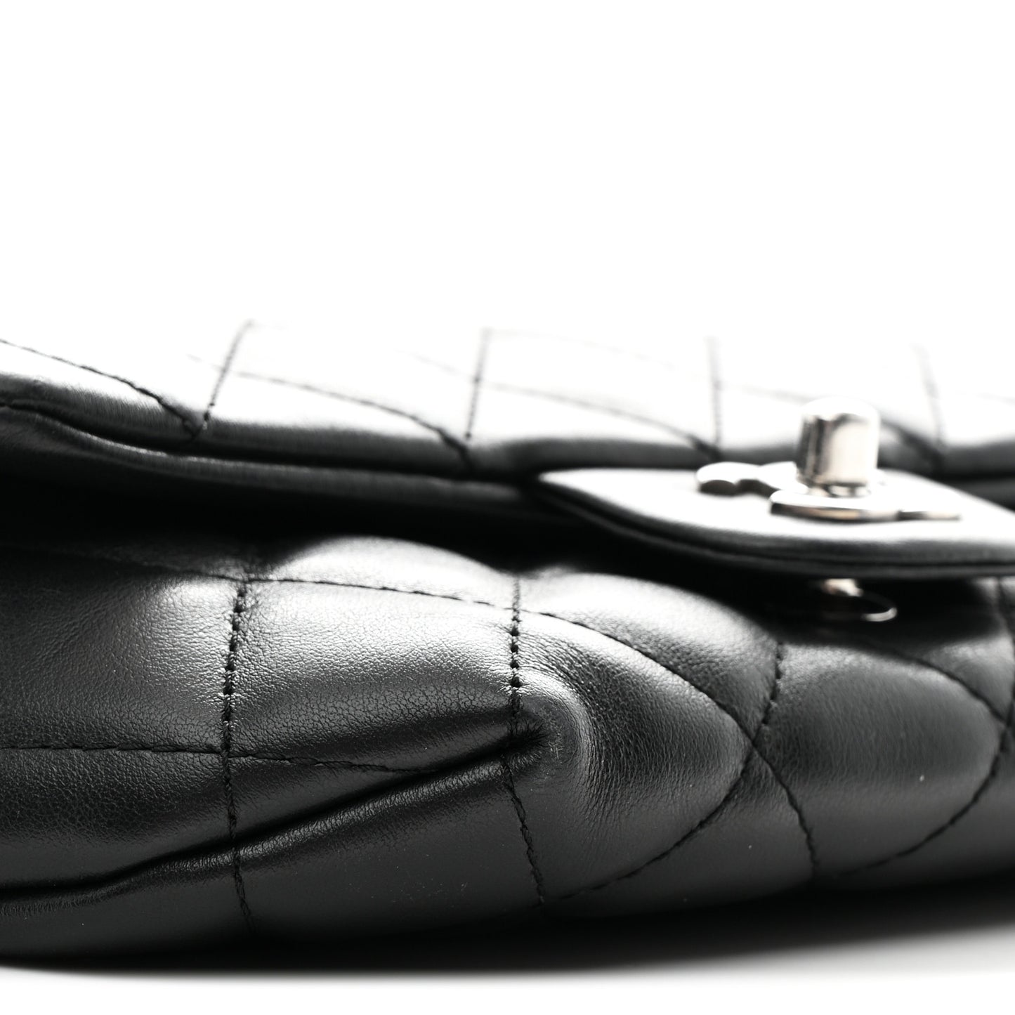 Calfskin Quilted CC Uniform Flap Belt Bag Black