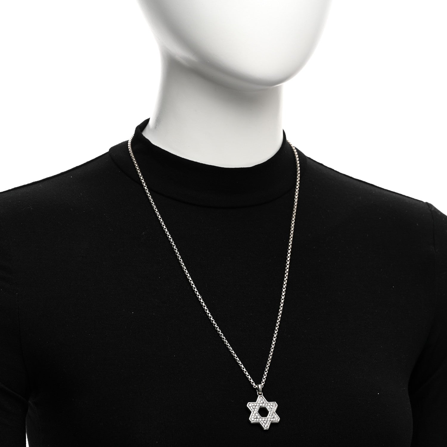 David Yurman Sterling Silver Diamond Star of David Pendant Necklace 2 of 5