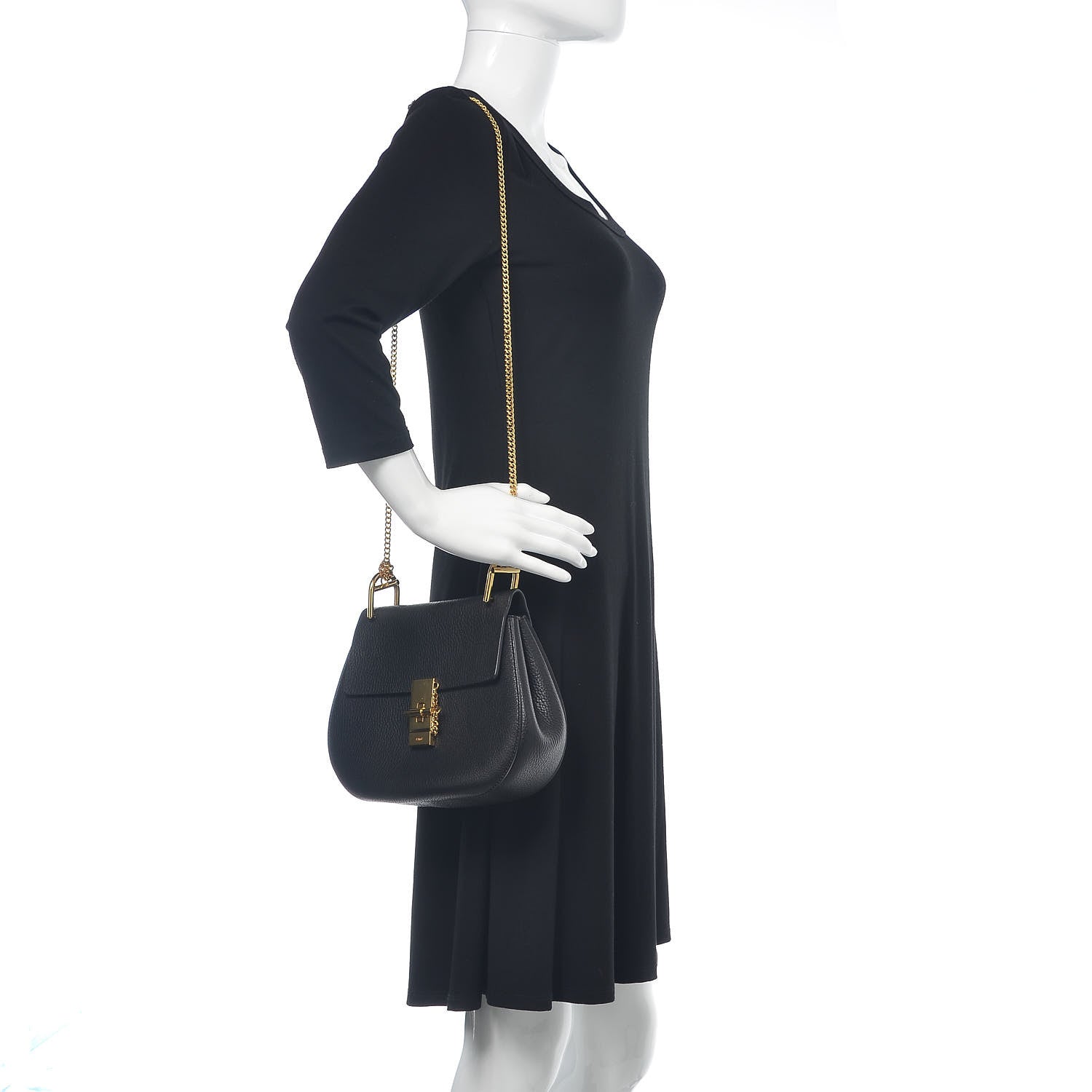 Chloe Grained Lambskin Drew Shoulder Bag Black 2 of 16