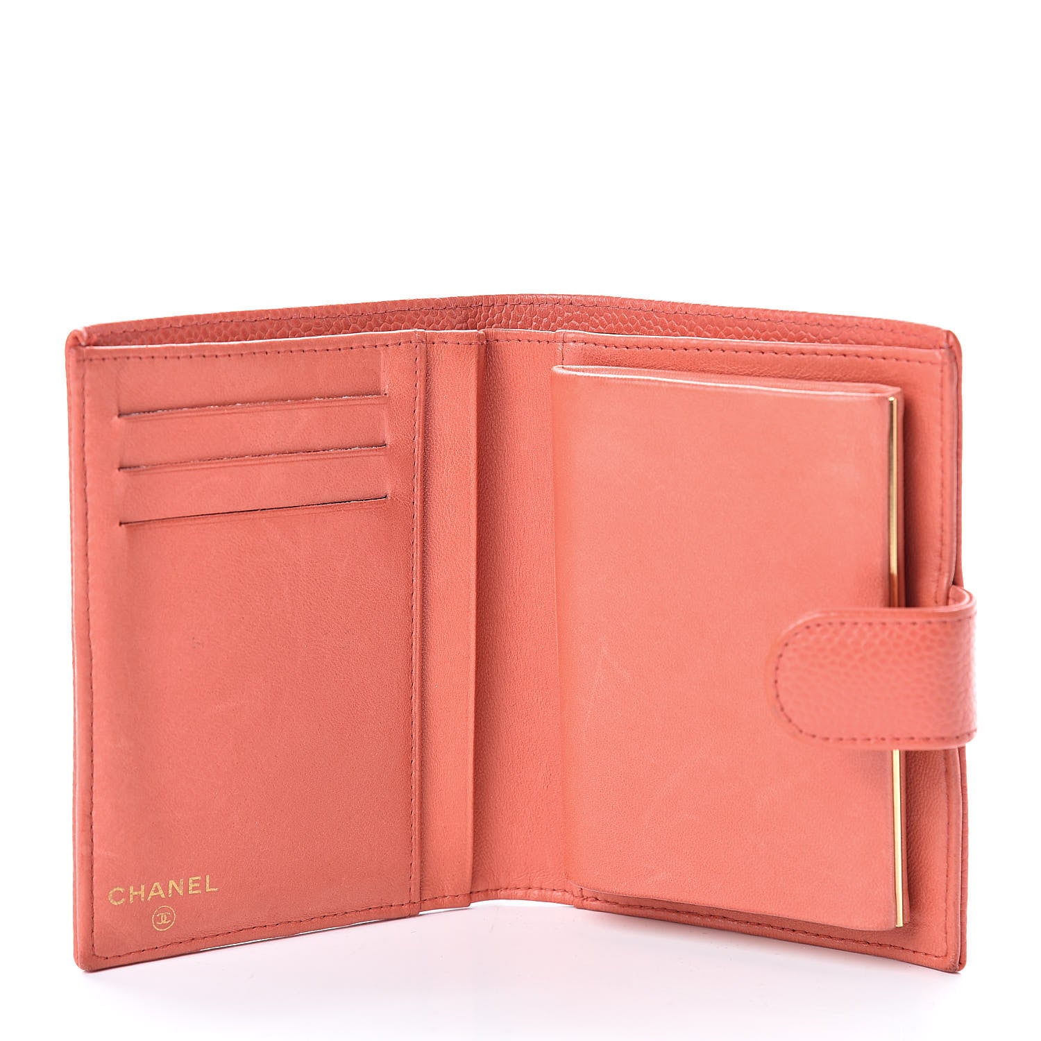 Chanel Caviar Timeless CC Zipped Pocket Wallet Light Red 5 of 17
