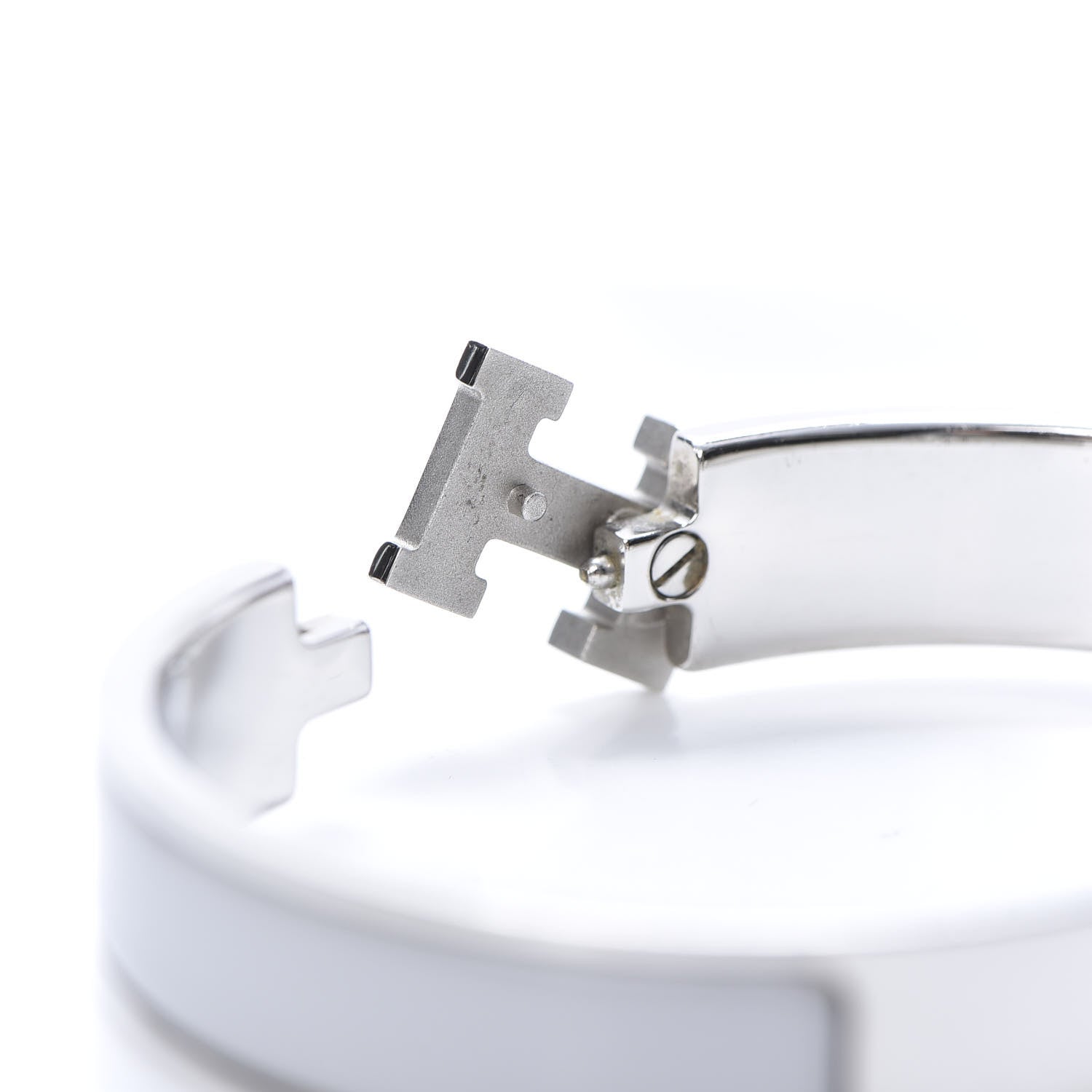 Hermes Enamel Narrow Clic Clac H Bracelet PM Blanc Gris Clair 5 of 5