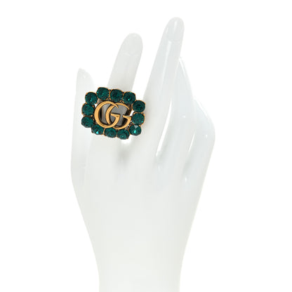 Gucci Metal Crystal Double G Ring S 55/7.25 Aged Gold 2 of 5