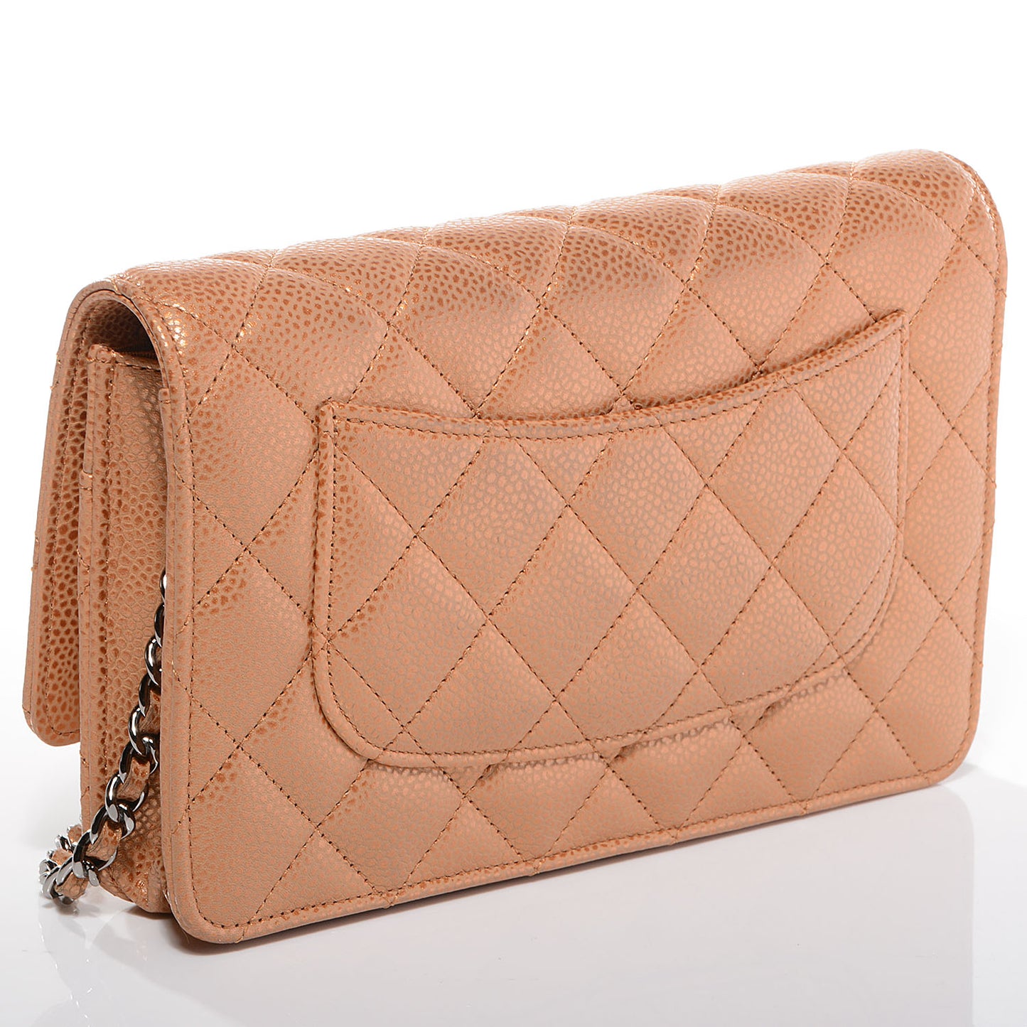 Caviar Quilted Wallet On Chain WOC Metallic Copper