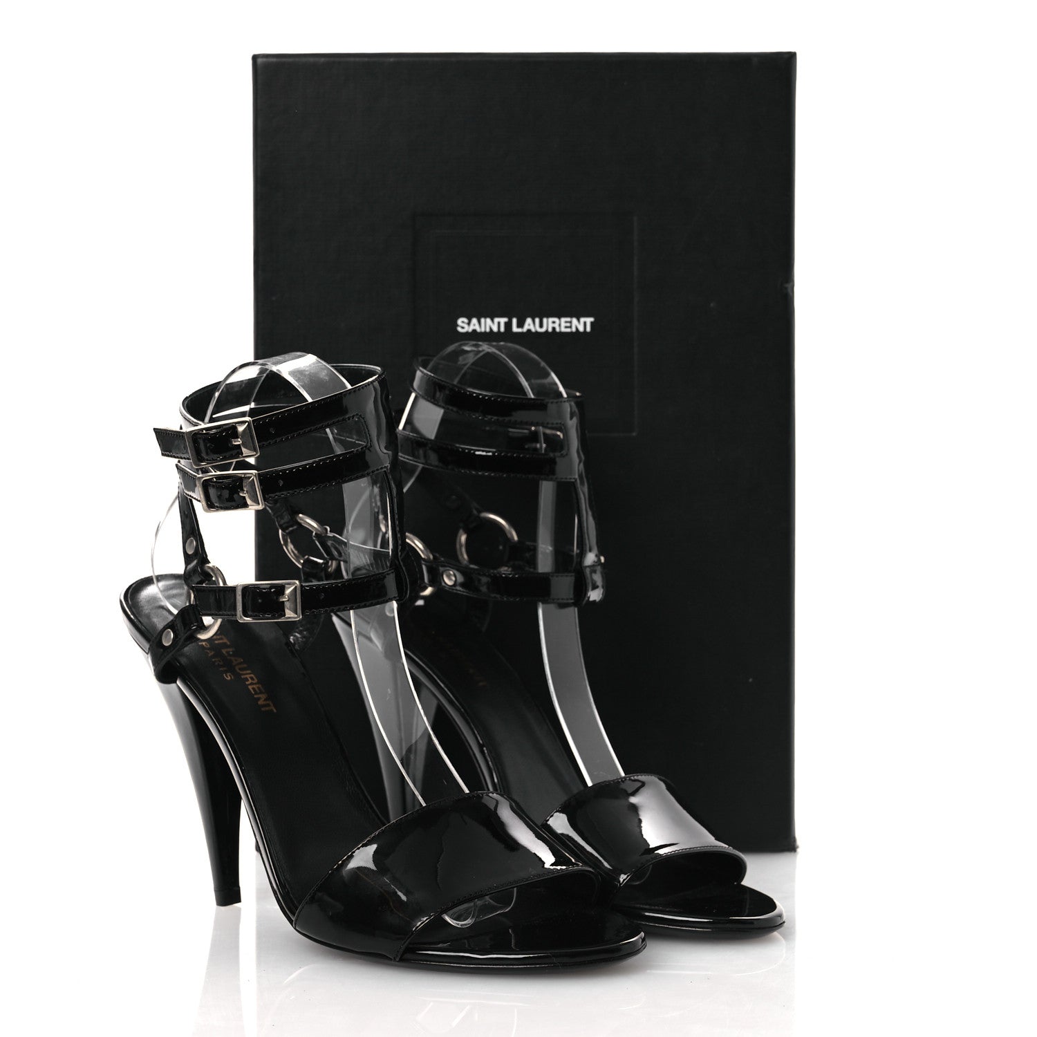 Saint Laurent Patent Calfskin Fetish 105 Sandal 39 Black 11 of 11