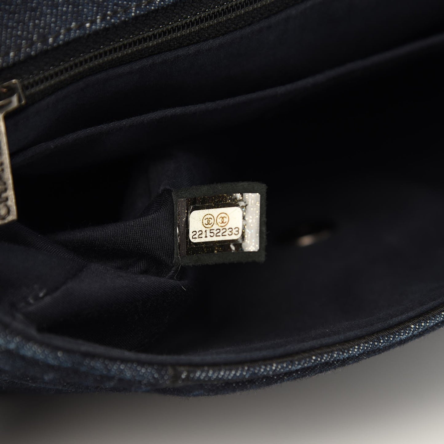 Denim Embroidered Medium Perfume Bottle Flap Blue