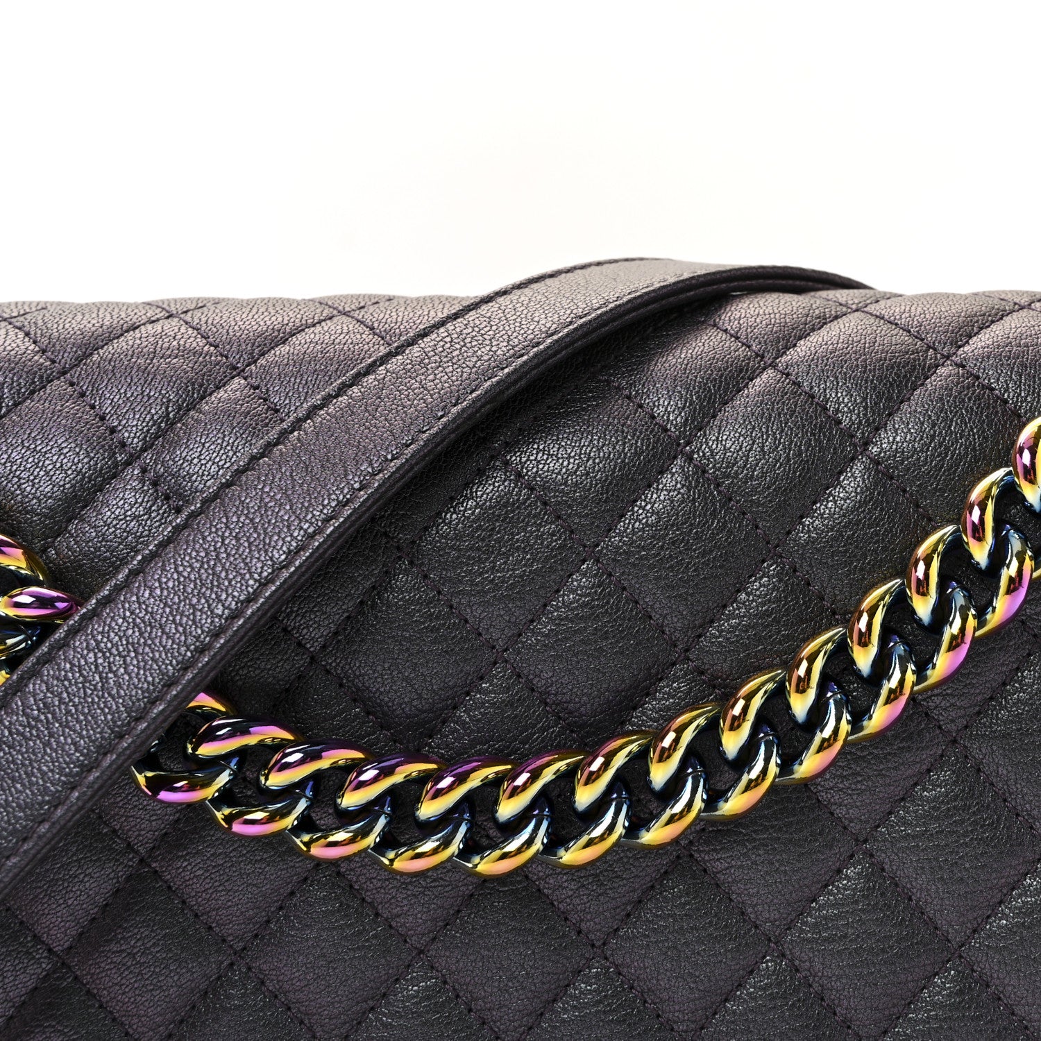 Chanel Iridescent Goatskin Quilted Medium Boy Flap Purple 8 of 10