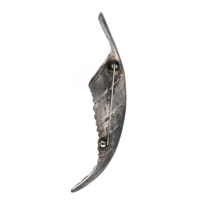 Saint Laurent Brass Leaf Brooch Silver 3 of 7