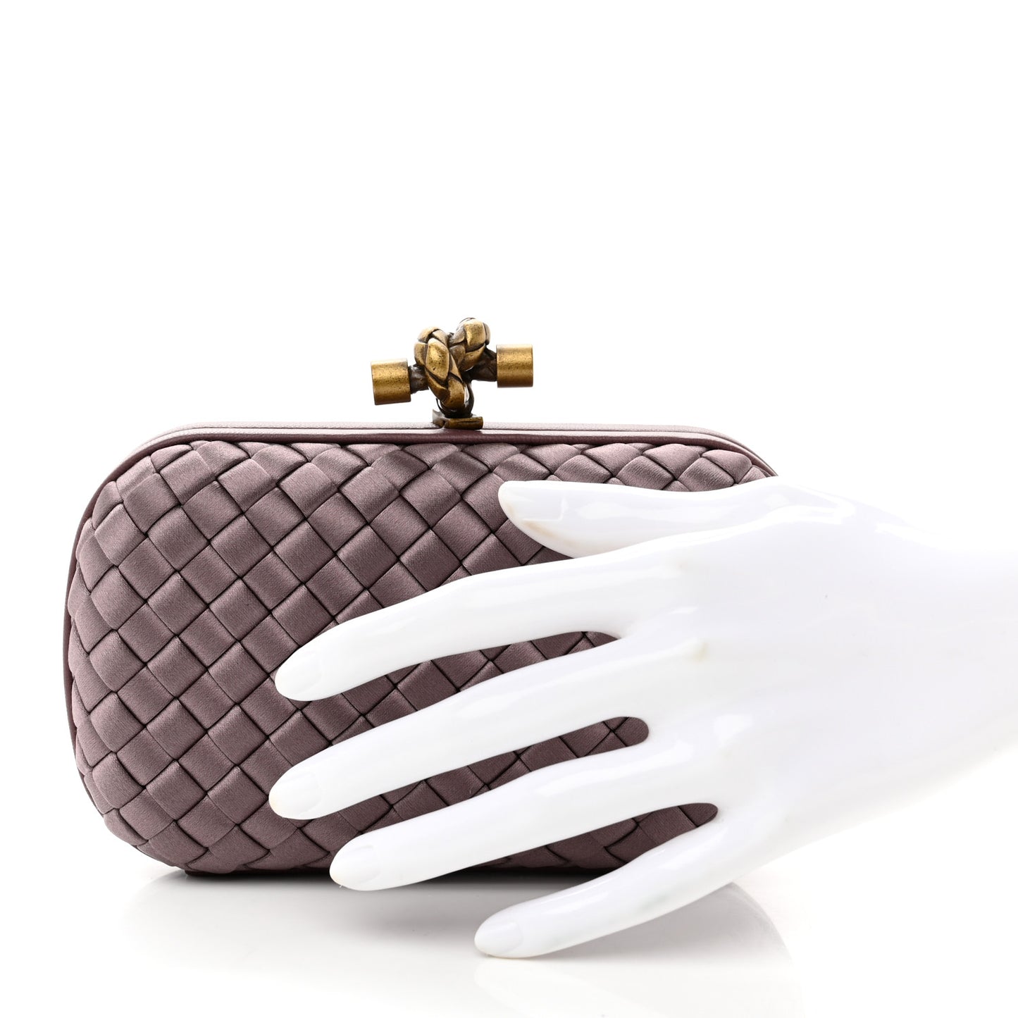 Satin Intrecciato Knot Clutch Pink