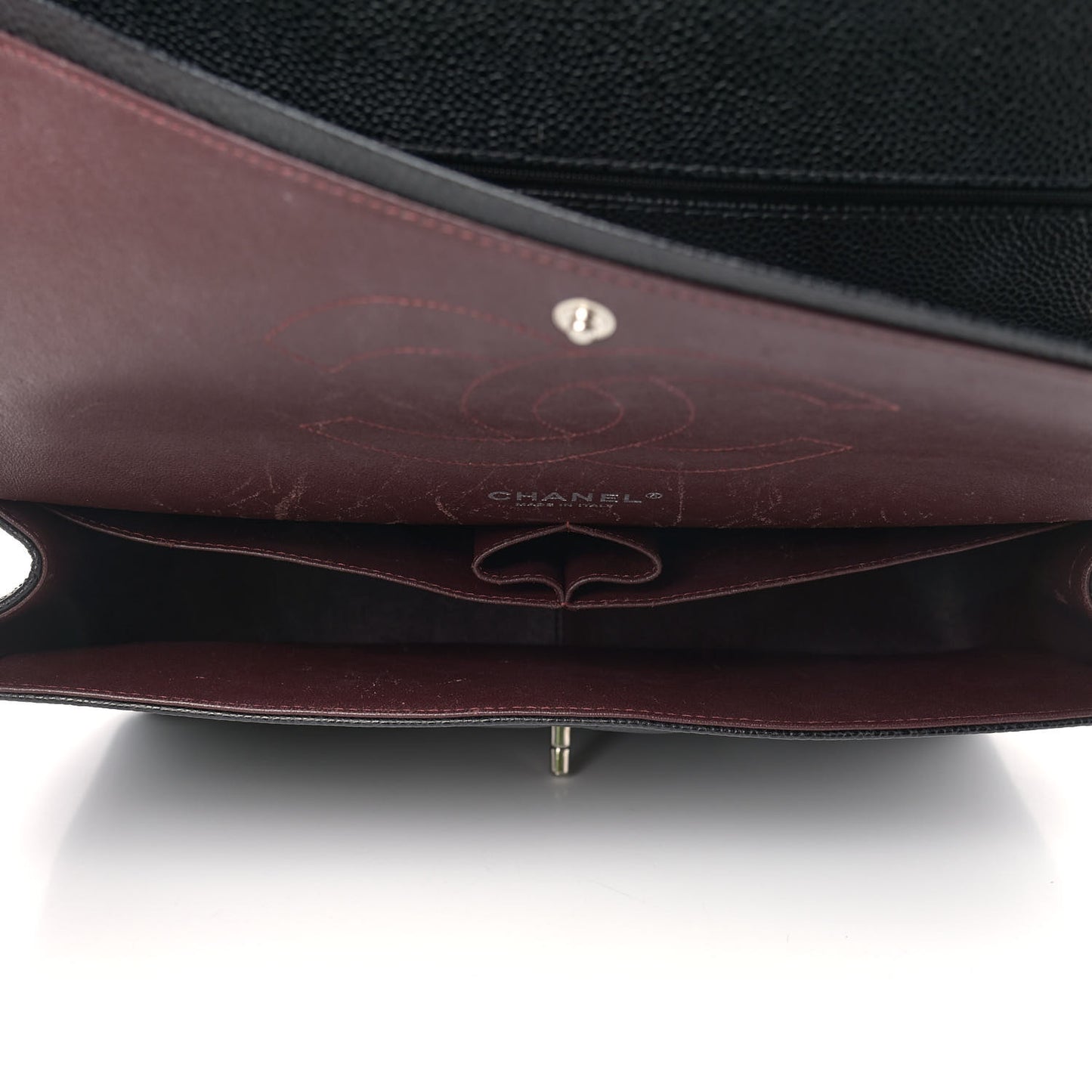 Caviar Quilted Jumbo Double Flap Black