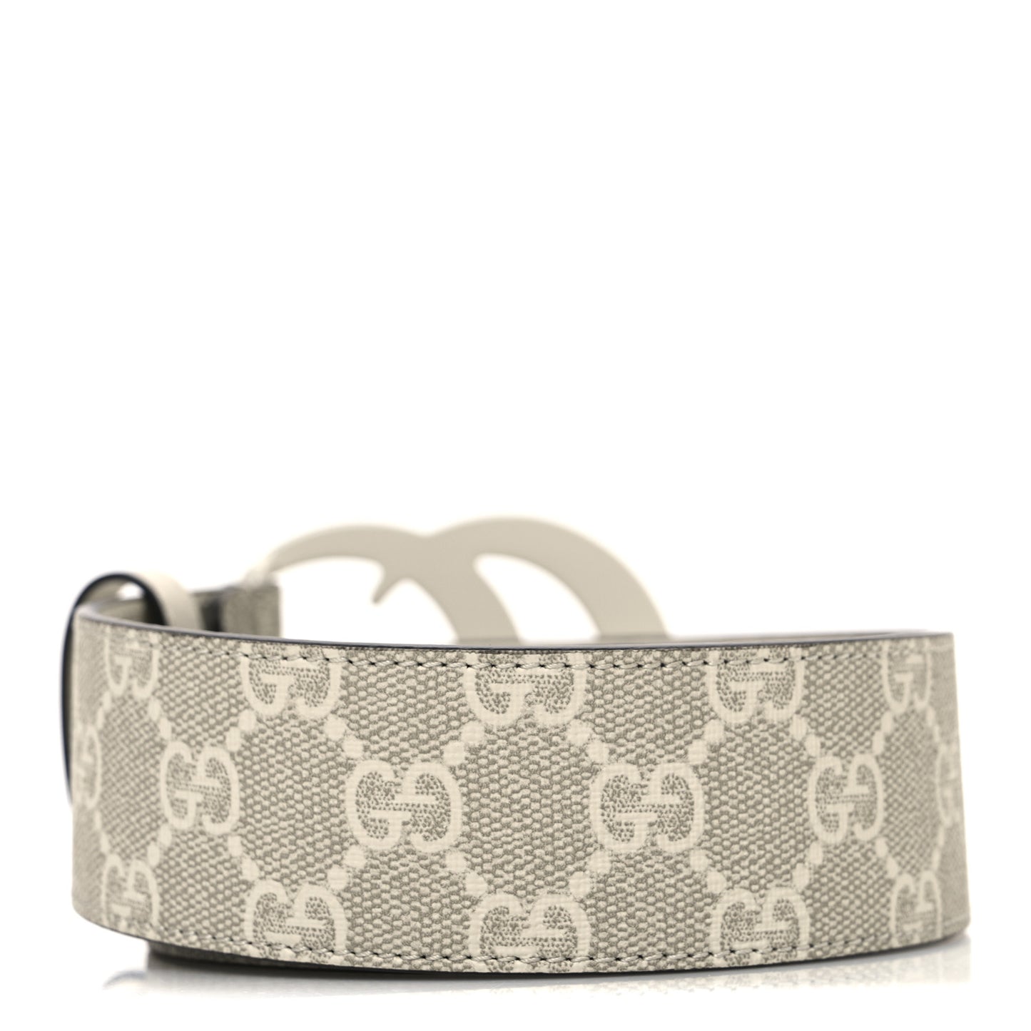 GG Supreme Monogram Plutone Calfskin Enamel Double G 40mm Belt 75 30 Beige Ebony Mystic White