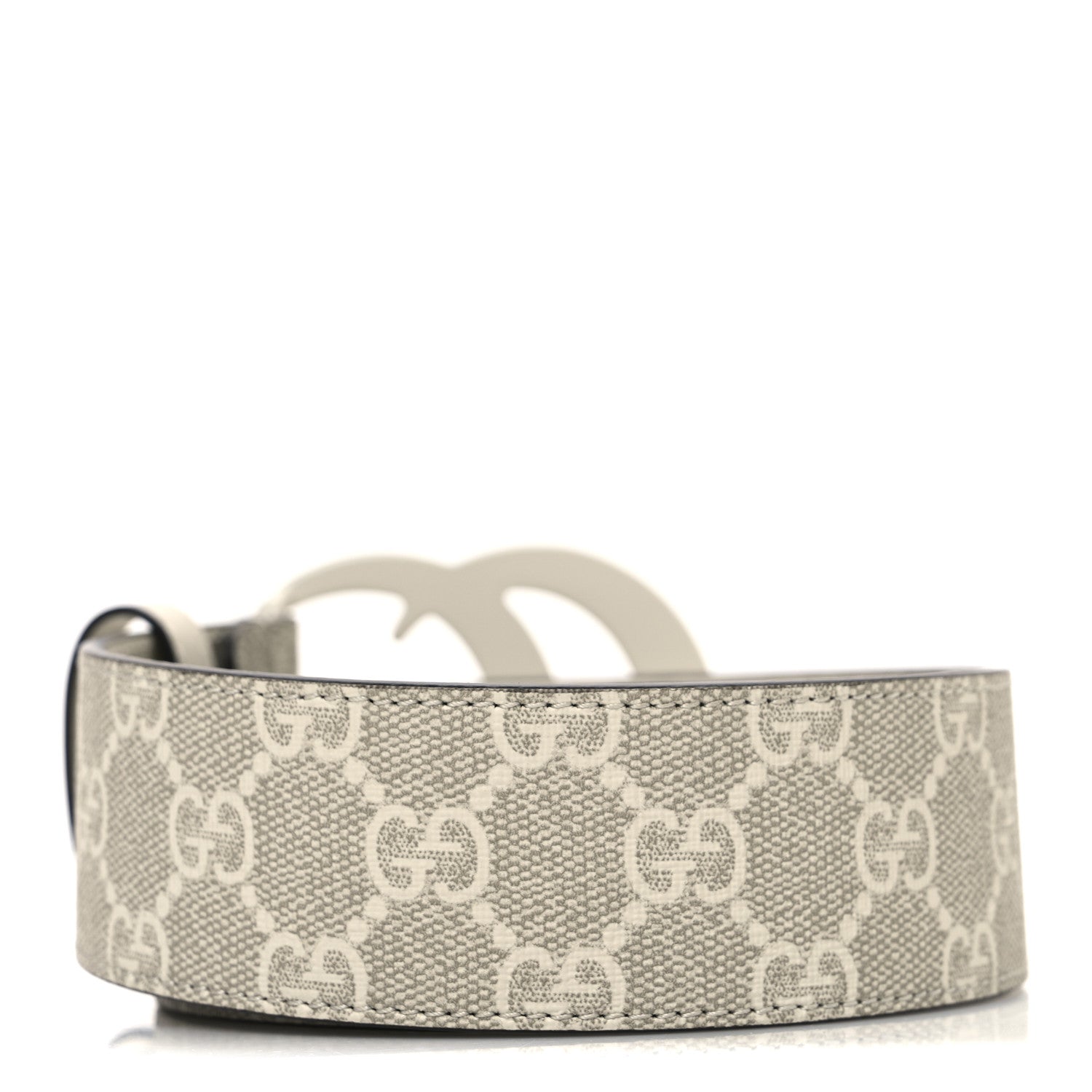 Gucci GG Supreme Monogram Plutone Calfskin Enamel Double G 40mm Belt 75 30 Beige Ebony Mystic White 2 of 5