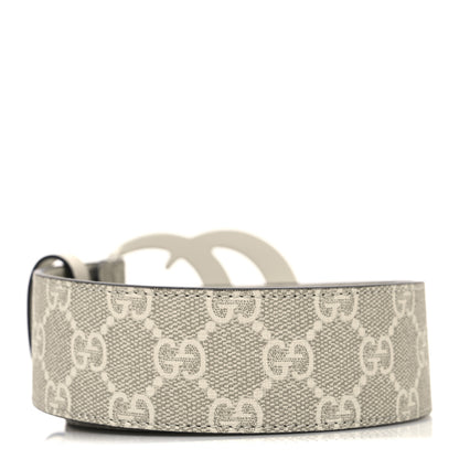 Gucci GG Supreme Monogram Plutone Calfskin Enamel Double G 40mm Belt 75 30 Beige Ebony Mystic White 2 of 5