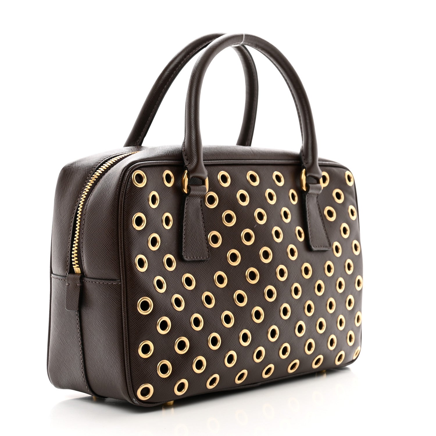 Prada Saffiano Grommets Bowler Bruciato 3 of 12