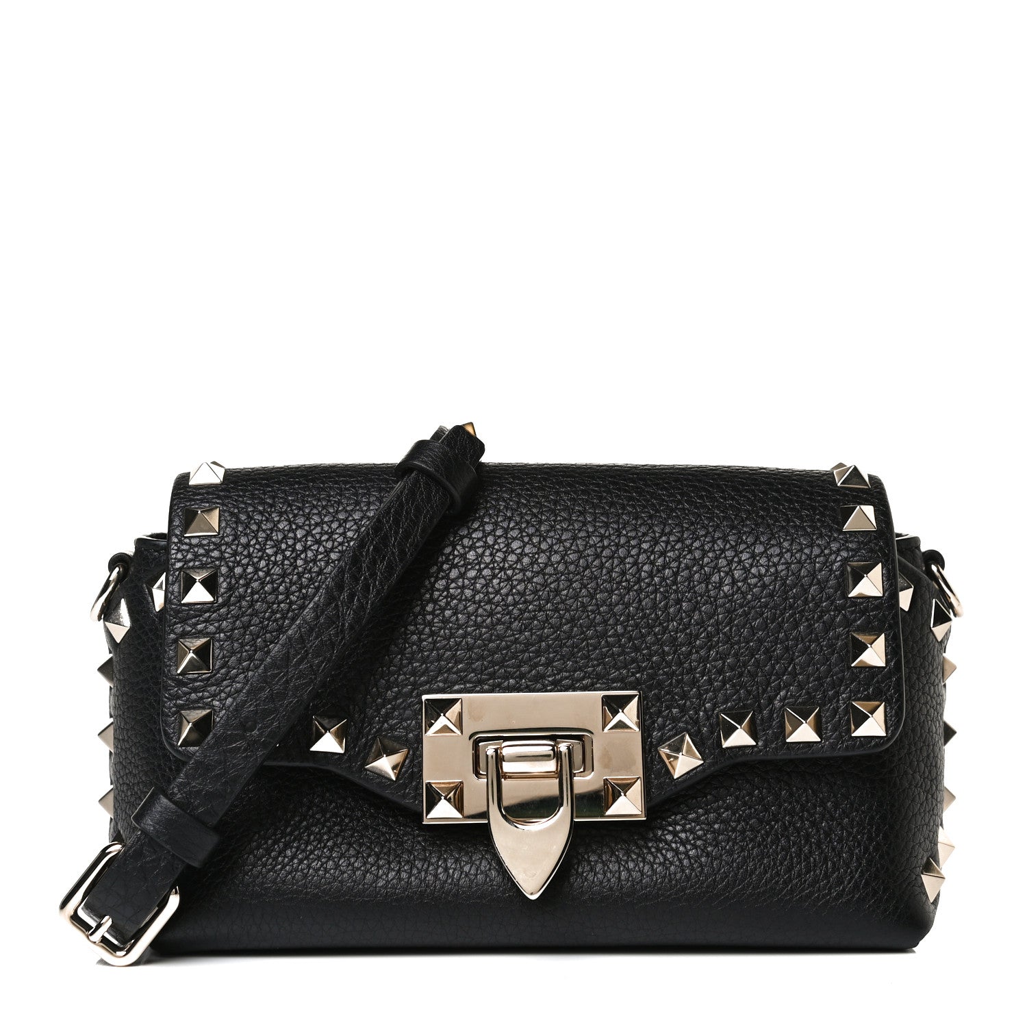 Valentino Garavani Pebbled Calfskin Mini Rockstud Crossbody Bag Black 1 of 12